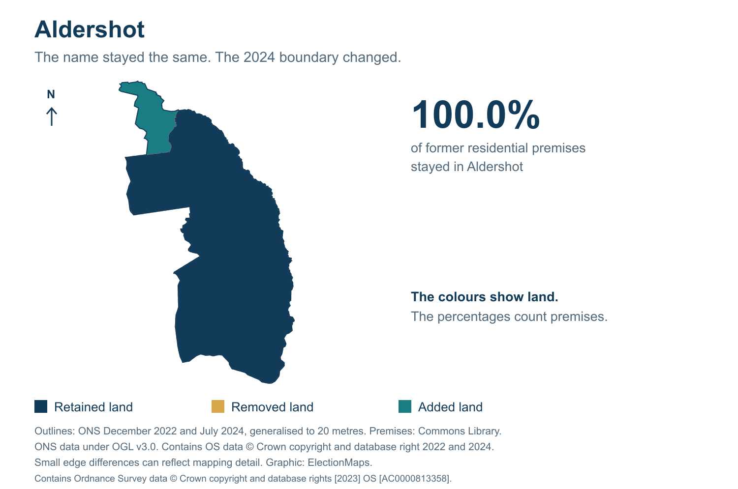 Aldershot: 2019 and 2024 constituency boundary comparison with Aldershot
