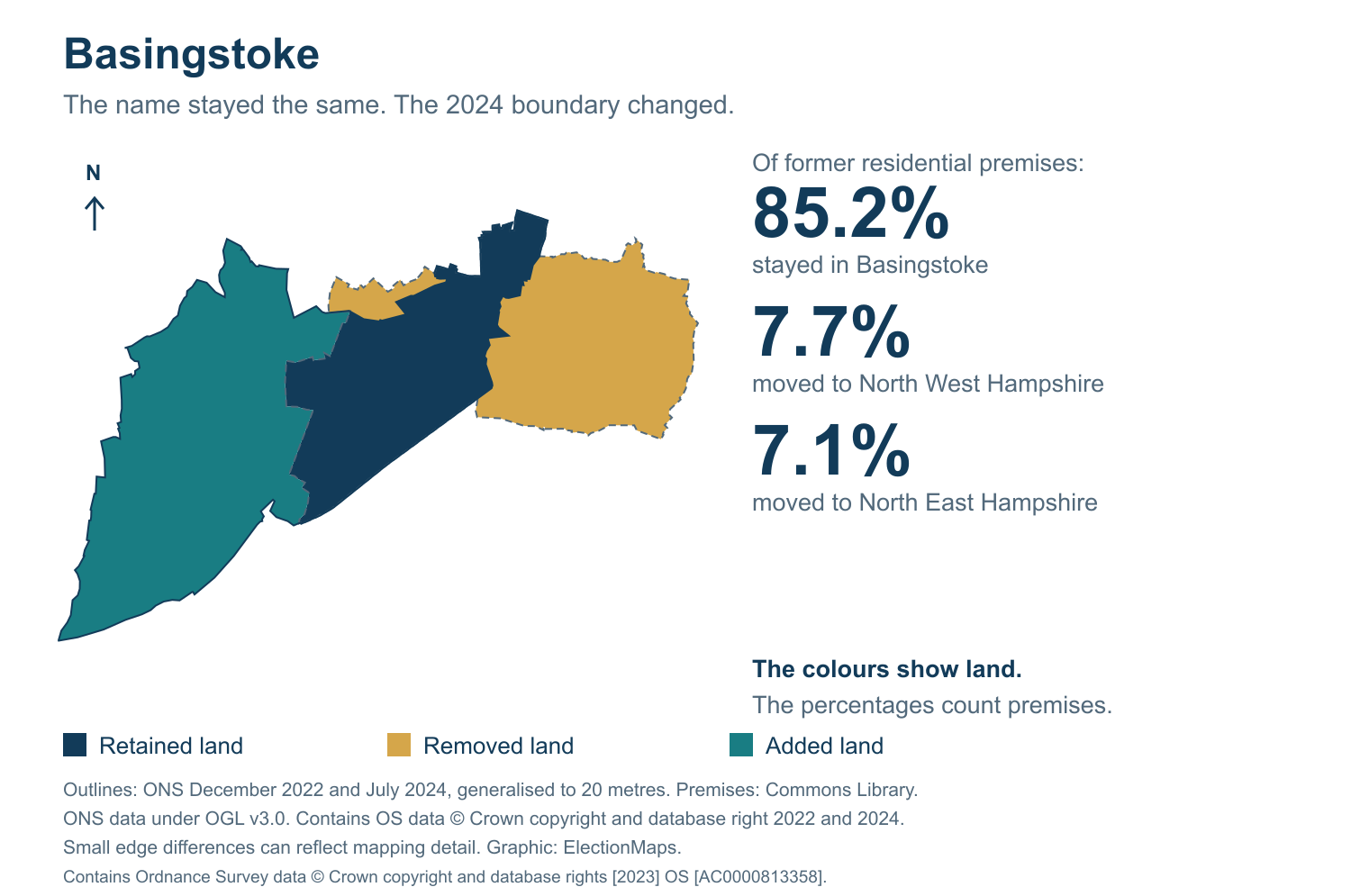 Basingstoke: 2019 and 2024 constituency boundary comparison with Basingstoke
