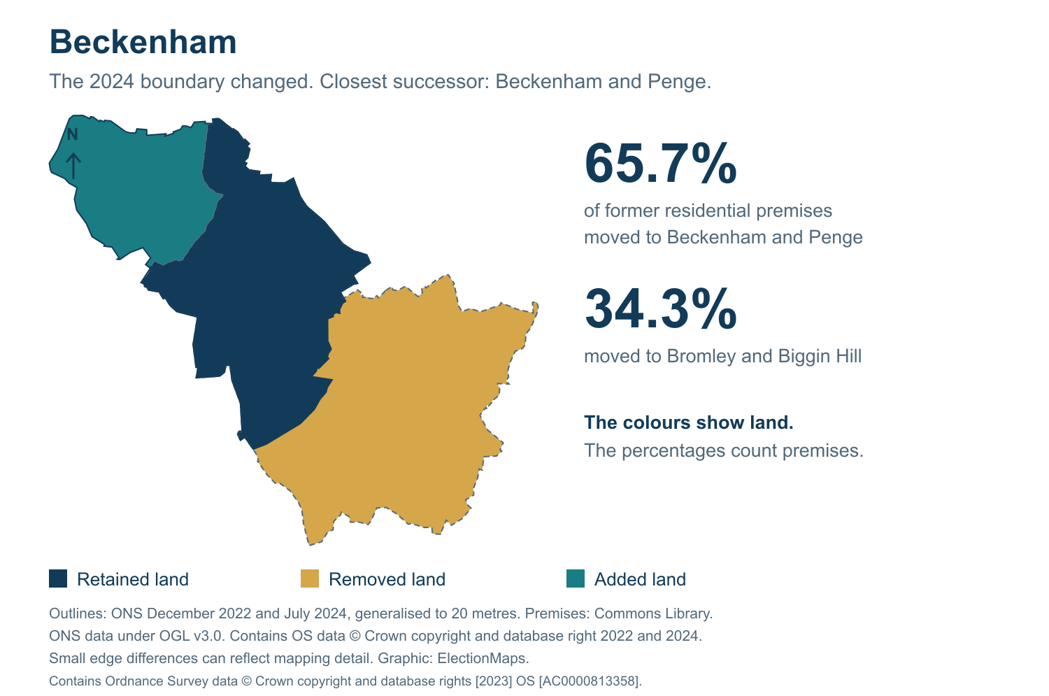 Beckenham: 2019 and 2024 constituency boundary comparison with Beckenham and Penge