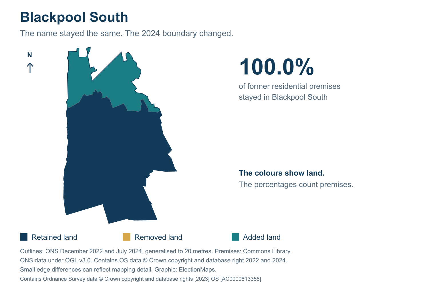 Blackpool South: 2019 and 2024 constituency boundary comparison with Blackpool South