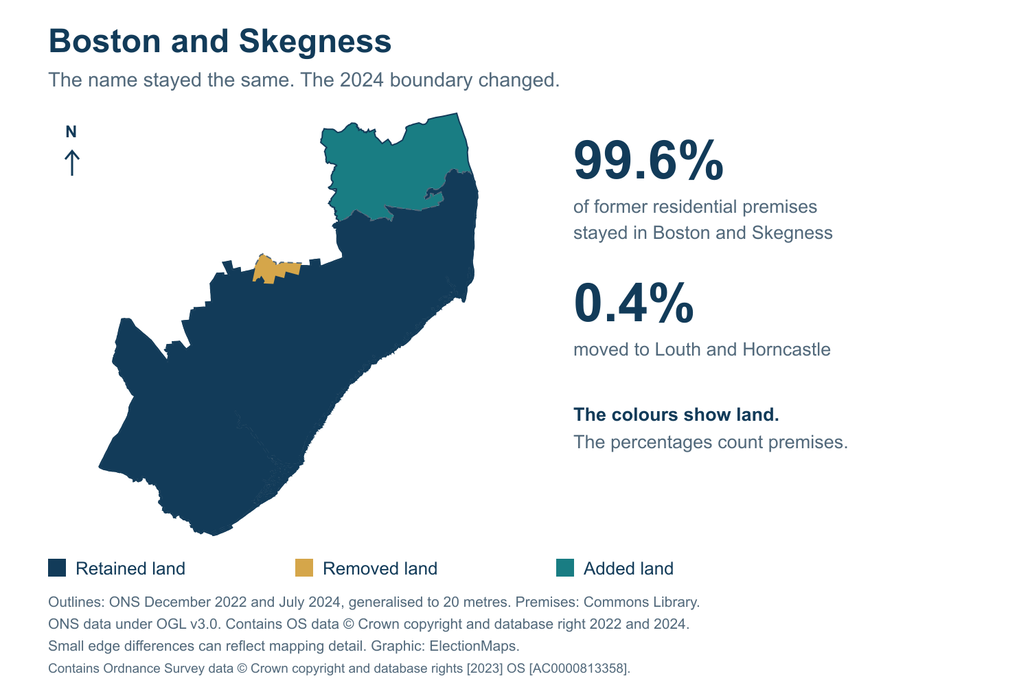Boston and Skegness: 2019 and 2024 constituency boundary comparison with Boston and Skegness