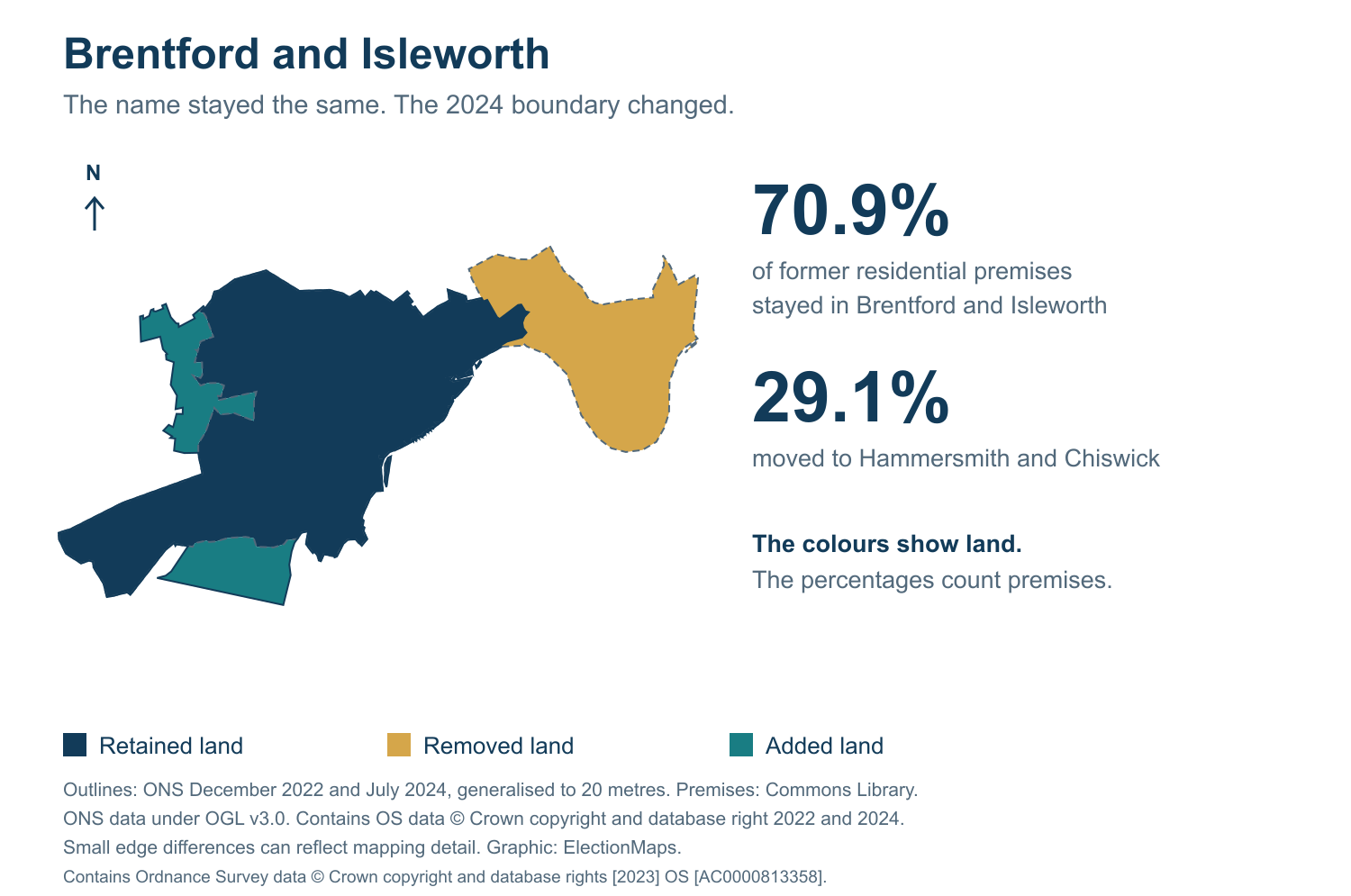 Brentford and Isleworth: 2019 and 2024 constituency boundary comparison with Brentford and Isleworth