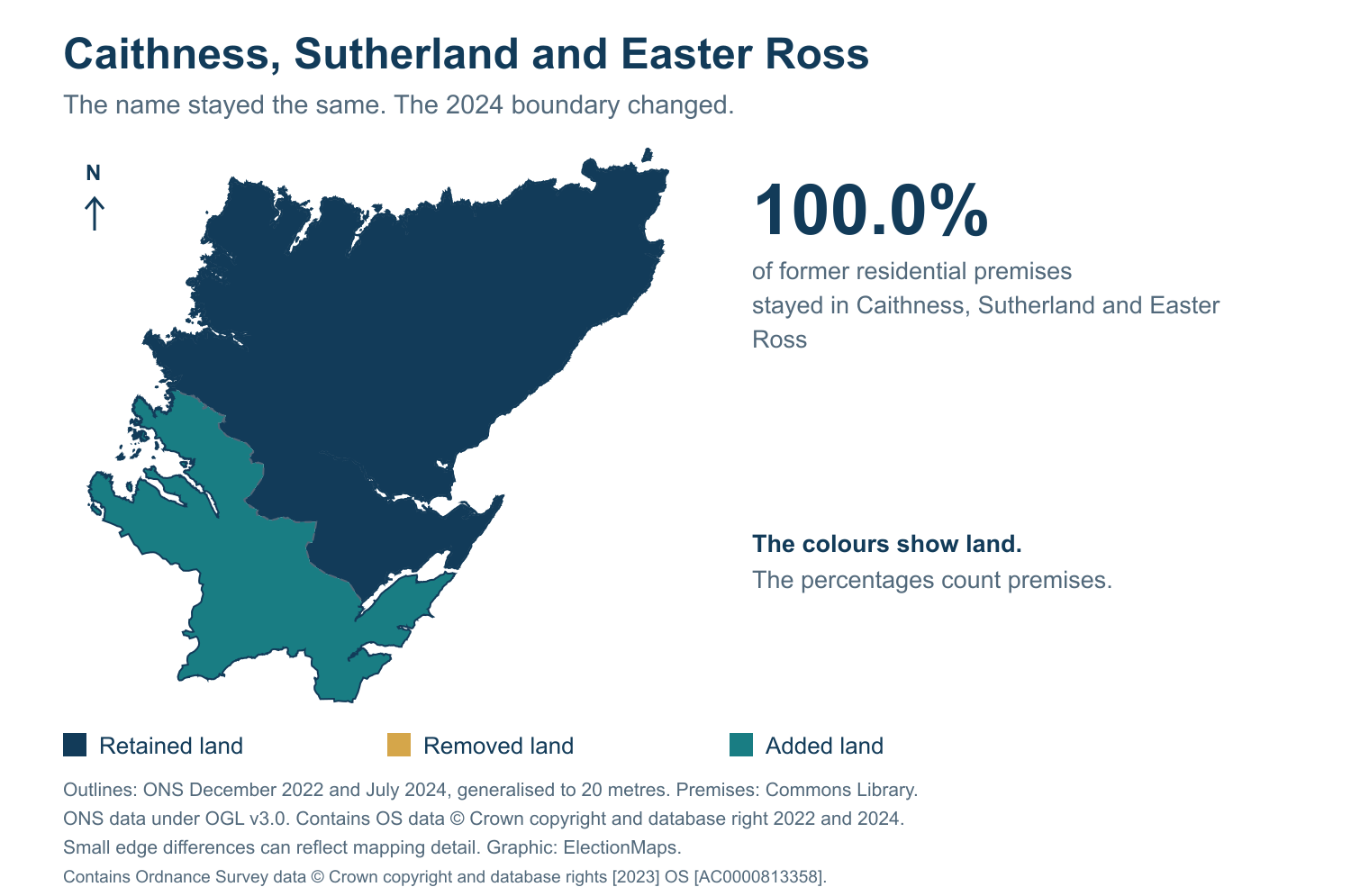 Caithness, Sutherland and Easter Ross: 2019 and 2024 constituency boundary comparison with Caithness, Sutherland and Easter Ross