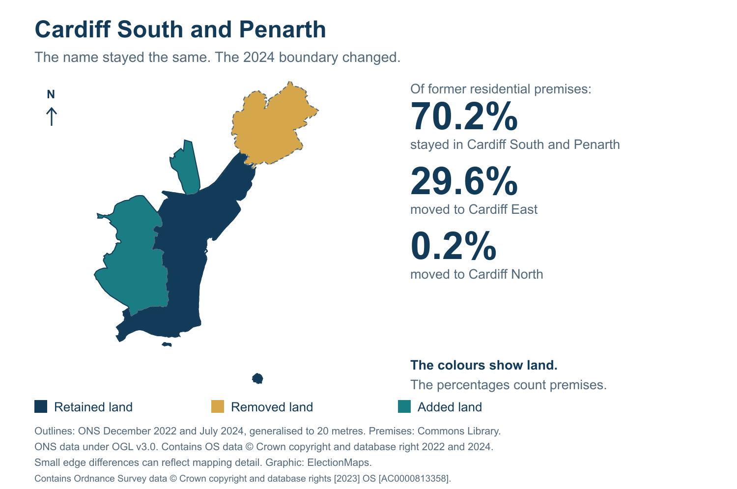 Cardiff South and Penarth: 2019 and 2024 constituency boundary comparison with Cardiff South and Penarth