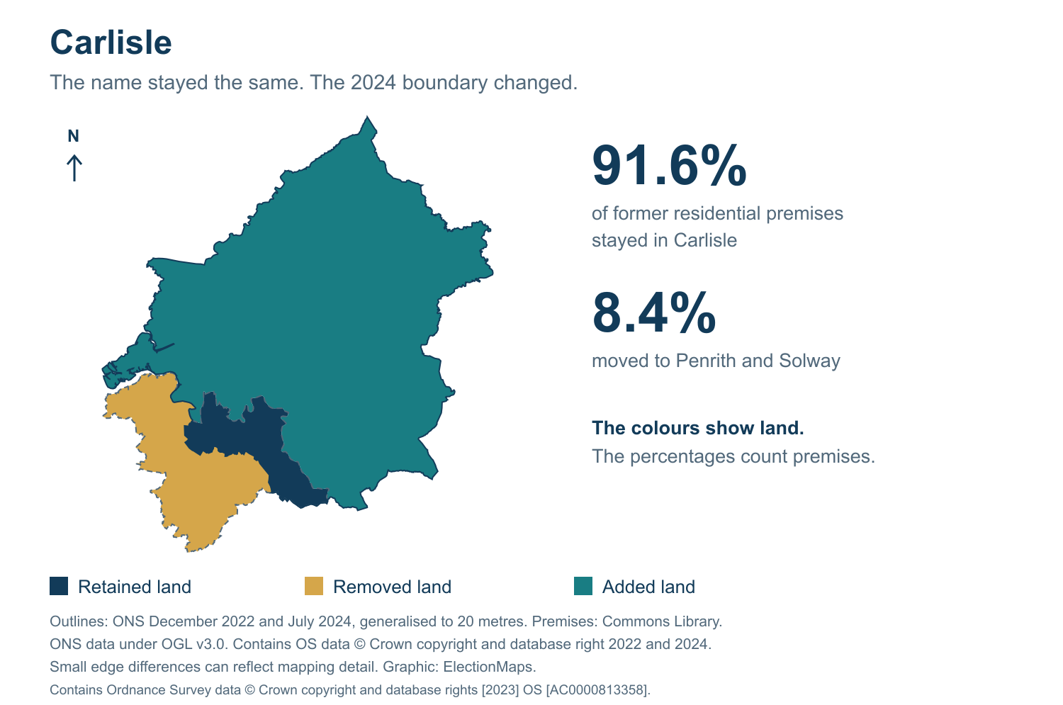 Carlisle: 2019 and 2024 constituency boundary comparison with Carlisle