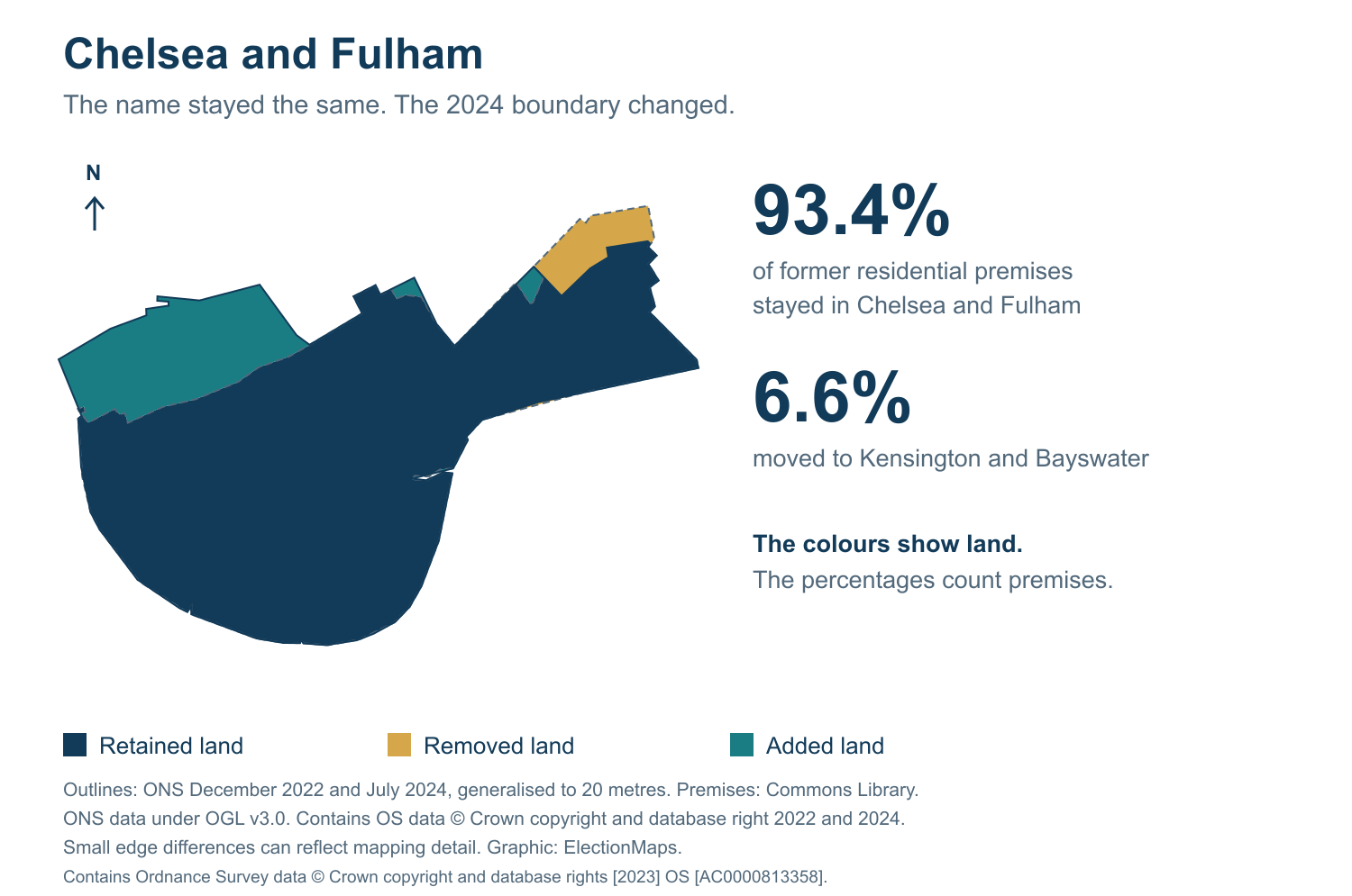 Chelsea and Fulham: 2019 and 2024 constituency boundary comparison with Chelsea and Fulham