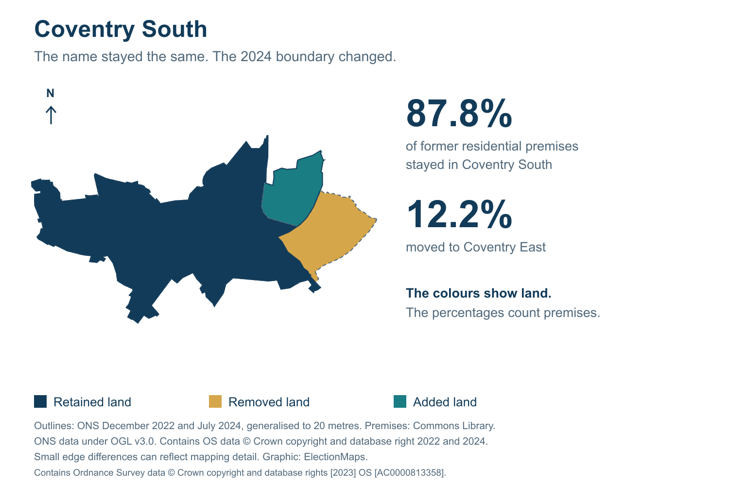 Coventry South: 2019 and 2024 constituency boundary comparison with Coventry South
