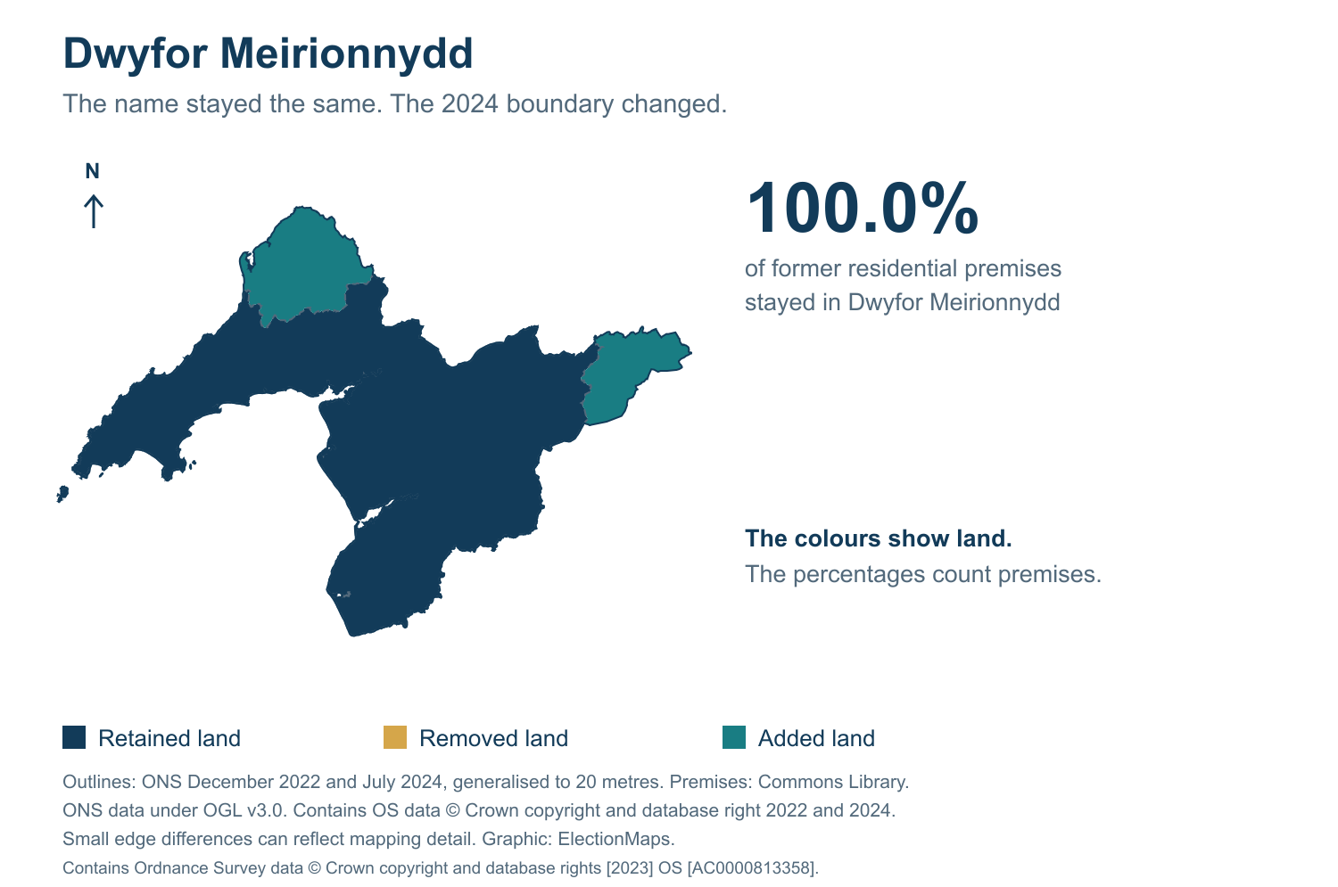 Dwyfor Meirionnydd: 2019 and 2024 constituency boundary comparison with Dwyfor Meirionnydd