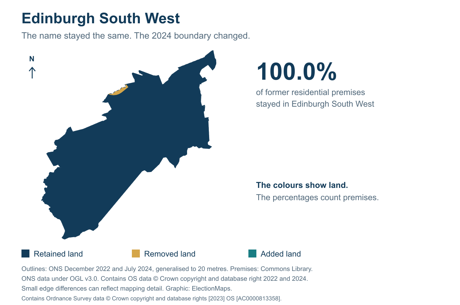 Edinburgh South West: 2019 and 2024 constituency boundary comparison with Edinburgh South West