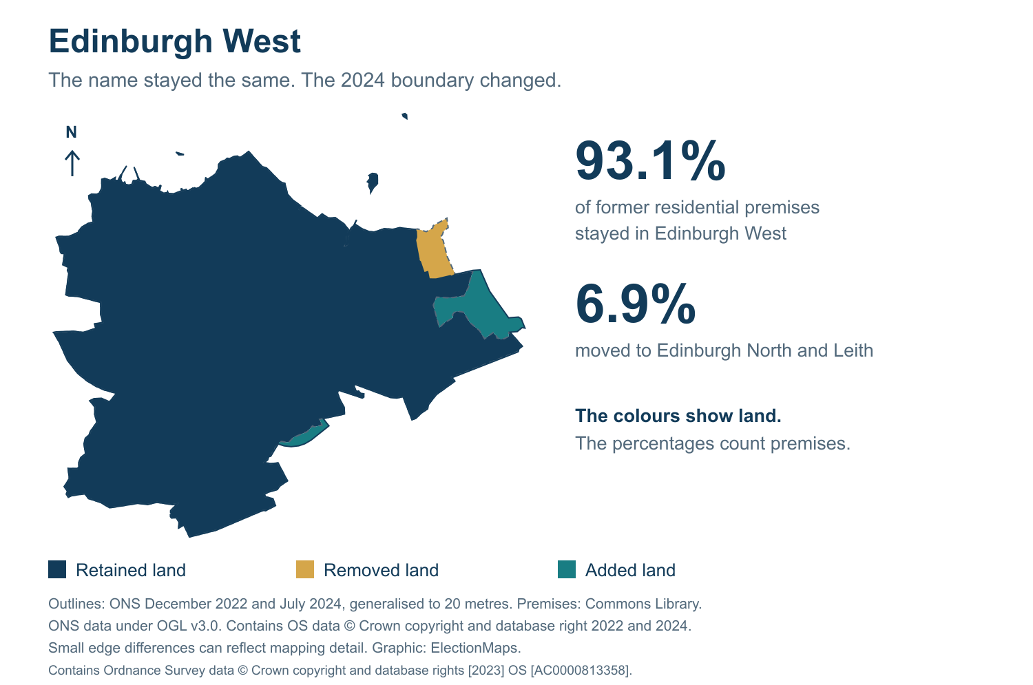 Edinburgh West: 2019 and 2024 constituency boundary comparison with Edinburgh West