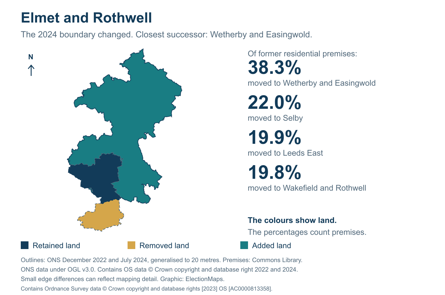Elmet and Rothwell: 2019 and 2024 constituency boundary comparison with Wetherby and Easingwold