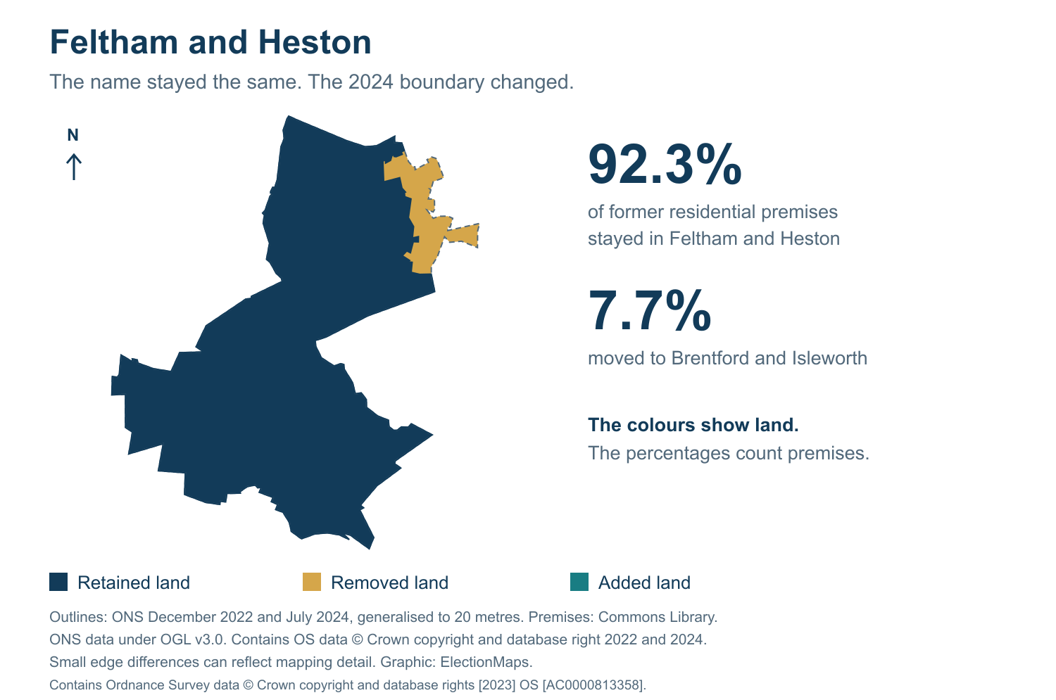 Feltham and Heston: 2019 and 2024 constituency boundary comparison with Feltham and Heston