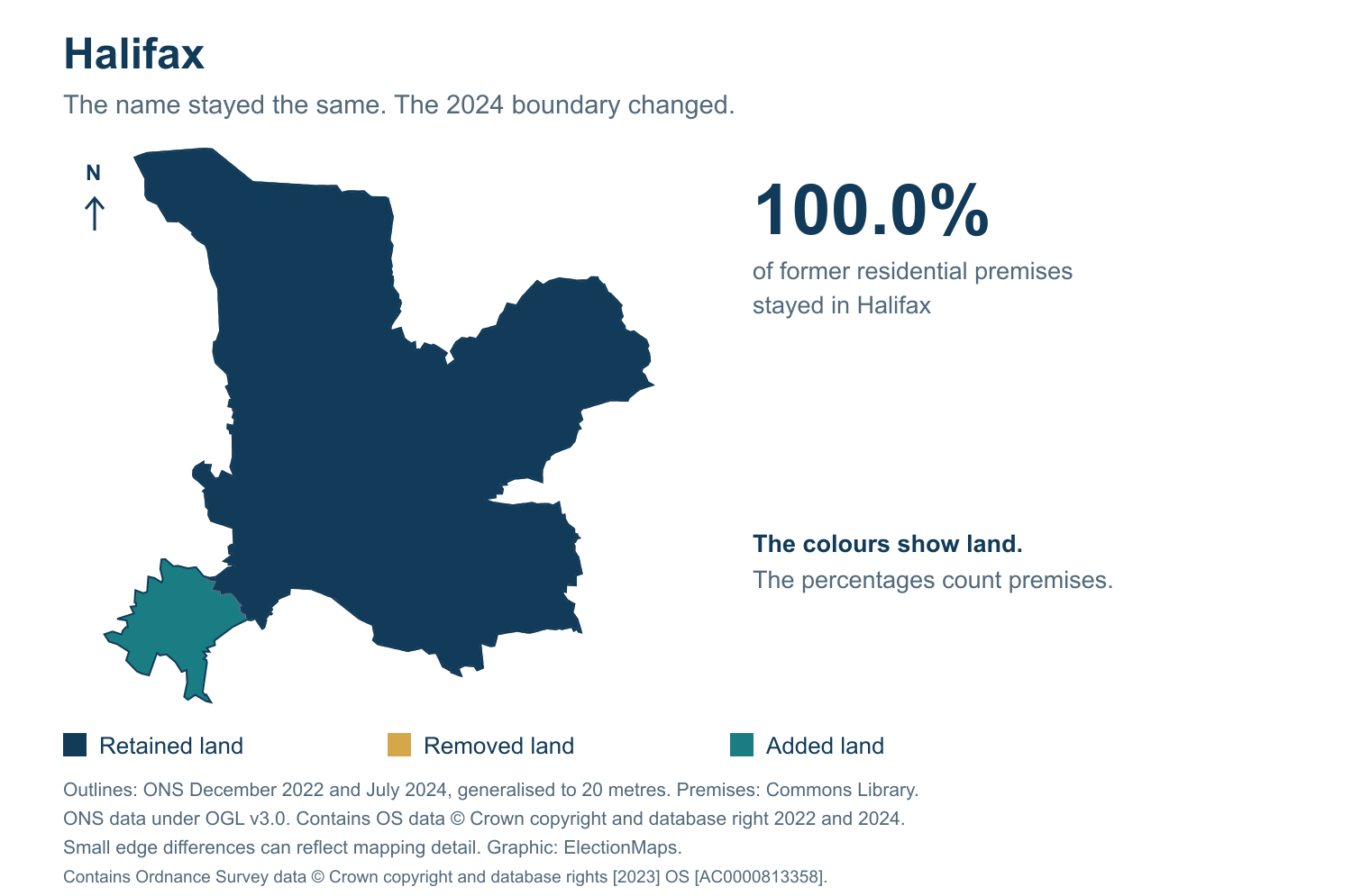 Halifax: 2019 and 2024 constituency boundary comparison with Halifax