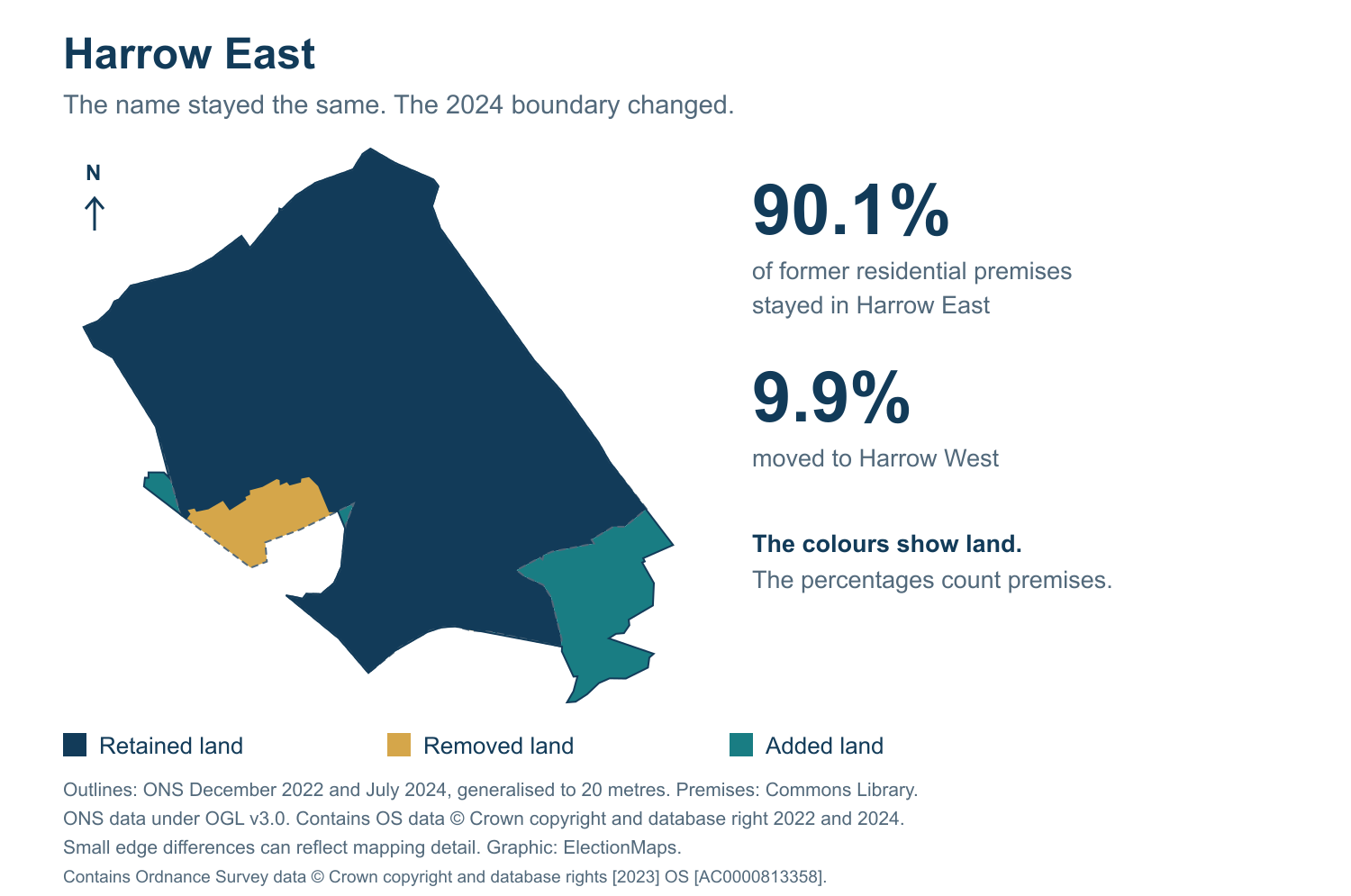 Harrow East: 2019 and 2024 constituency boundary comparison with Harrow East