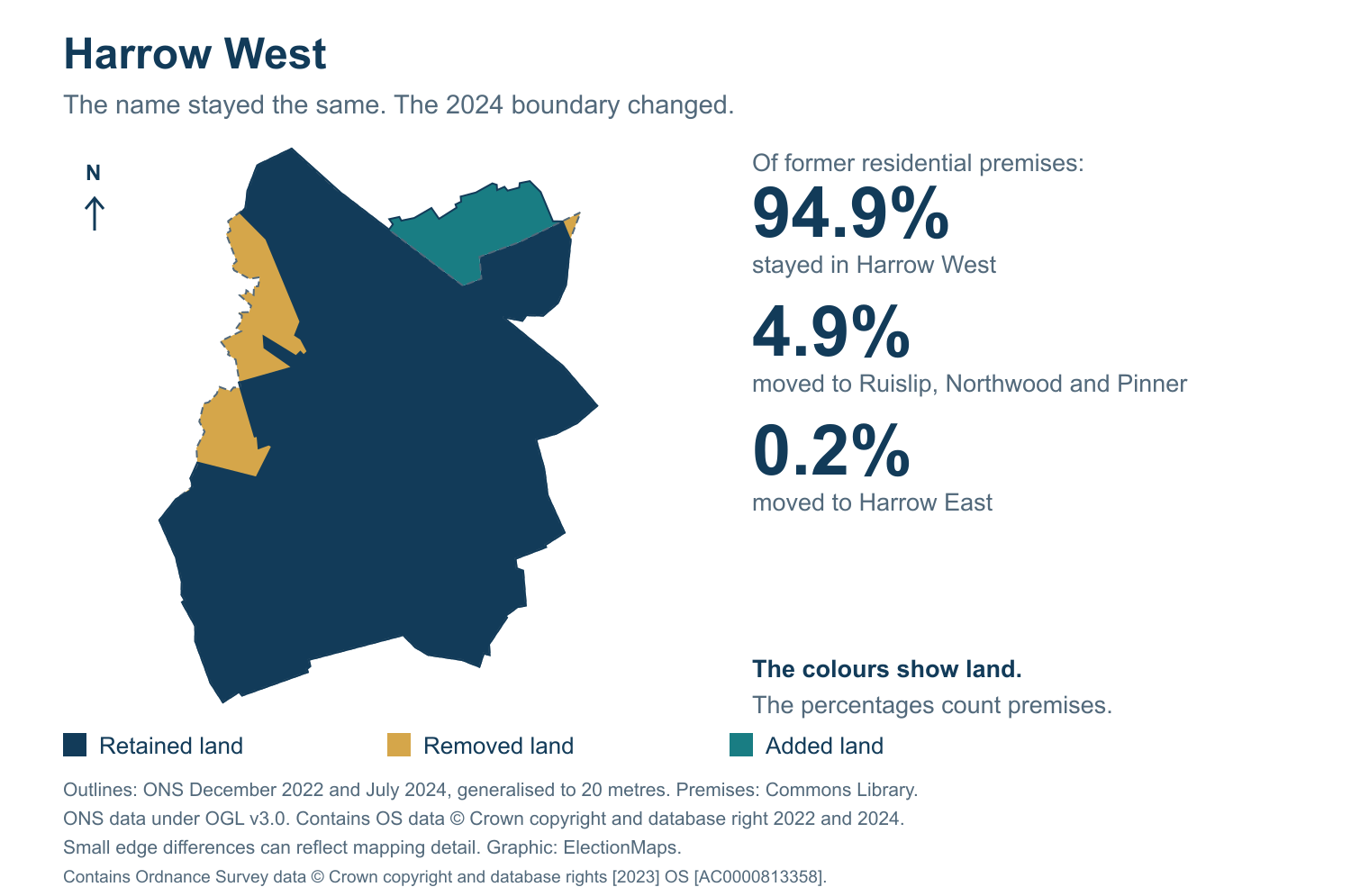 Harrow West: 2019 and 2024 constituency boundary comparison with Harrow West