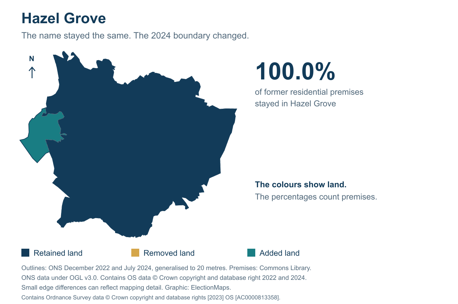 Hazel Grove: 2019 and 2024 constituency boundary comparison with Hazel Grove