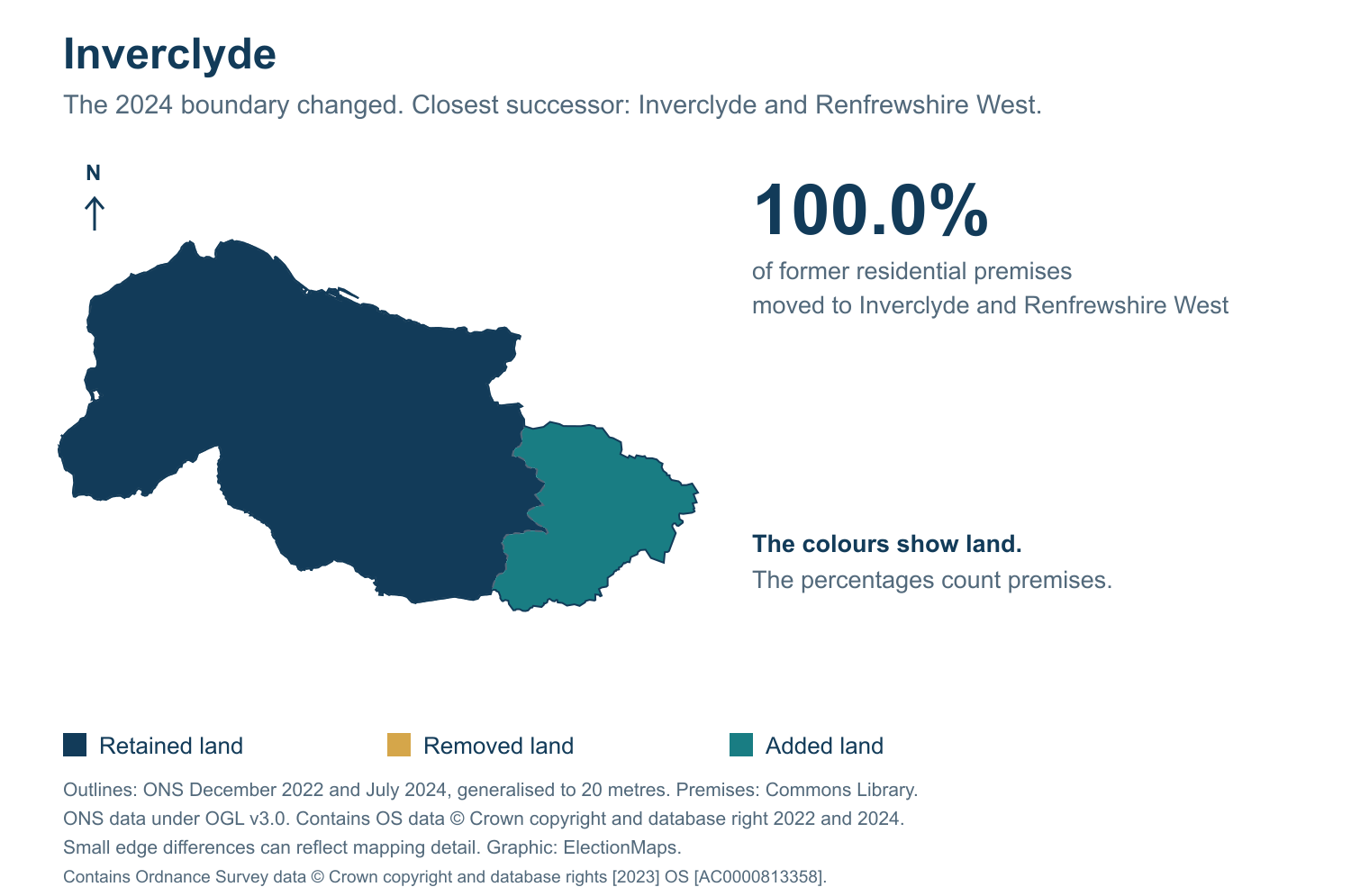 Inverclyde: 2019 and 2024 constituency boundary comparison with Inverclyde and Renfrewshire West