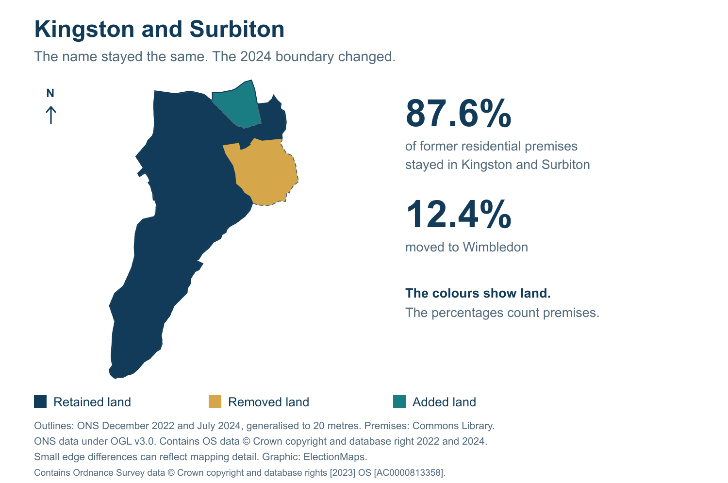 Kingston and Surbiton: 2019 and 2024 constituency boundary comparison with Kingston and Surbiton