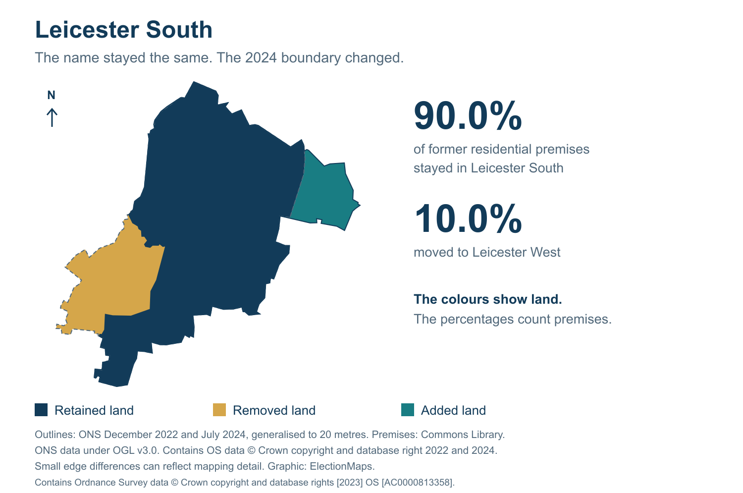 Leicester South: 2019 and 2024 constituency boundary comparison with Leicester South