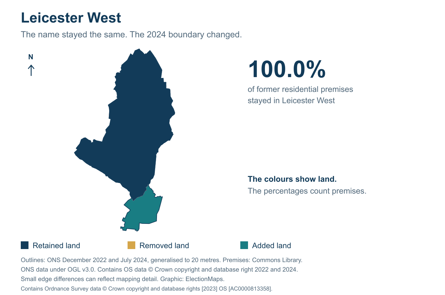 Leicester West: 2019 and 2024 constituency boundary comparison with Leicester West