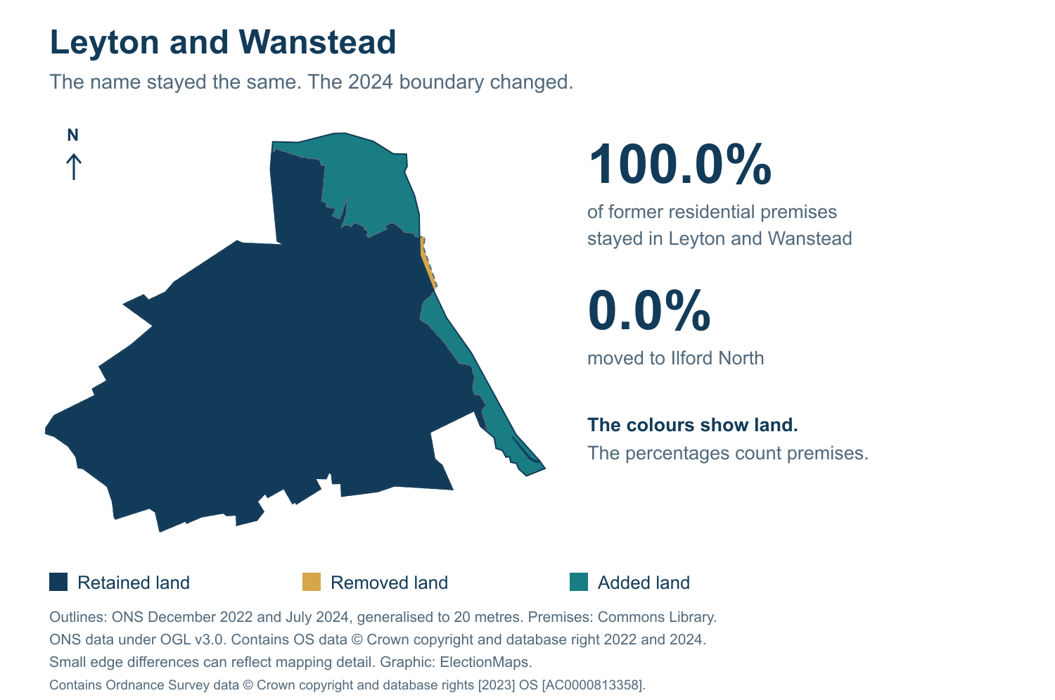 Leyton and Wanstead: 2019 and 2024 constituency boundary comparison with Leyton and Wanstead