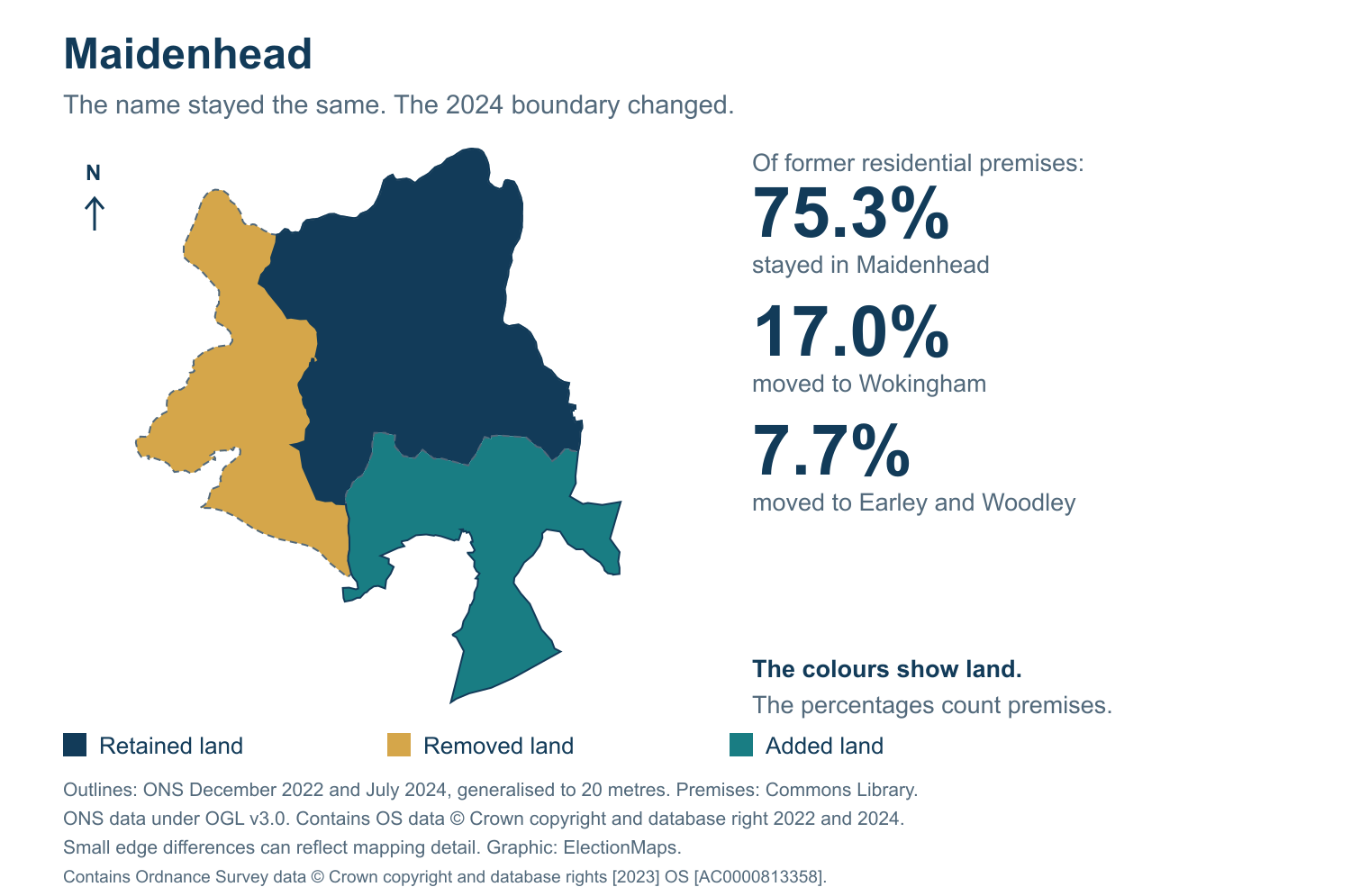 Maidenhead: 2019 and 2024 constituency boundary comparison with Maidenhead