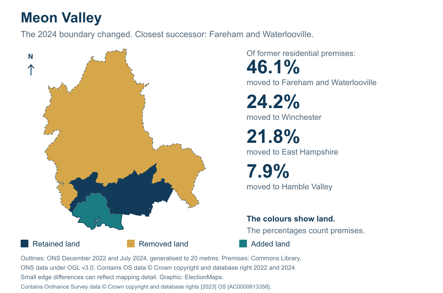 Meon Valley: 2019 and 2024 constituency boundary comparison with Fareham and Waterlooville
