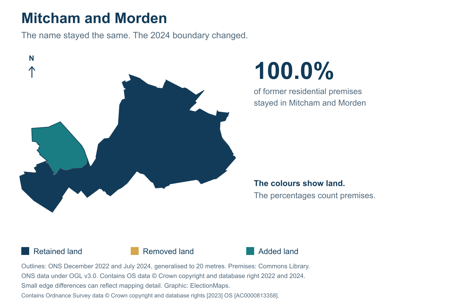 Mitcham and Morden: 2019 and 2024 constituency boundary comparison with Mitcham and Morden