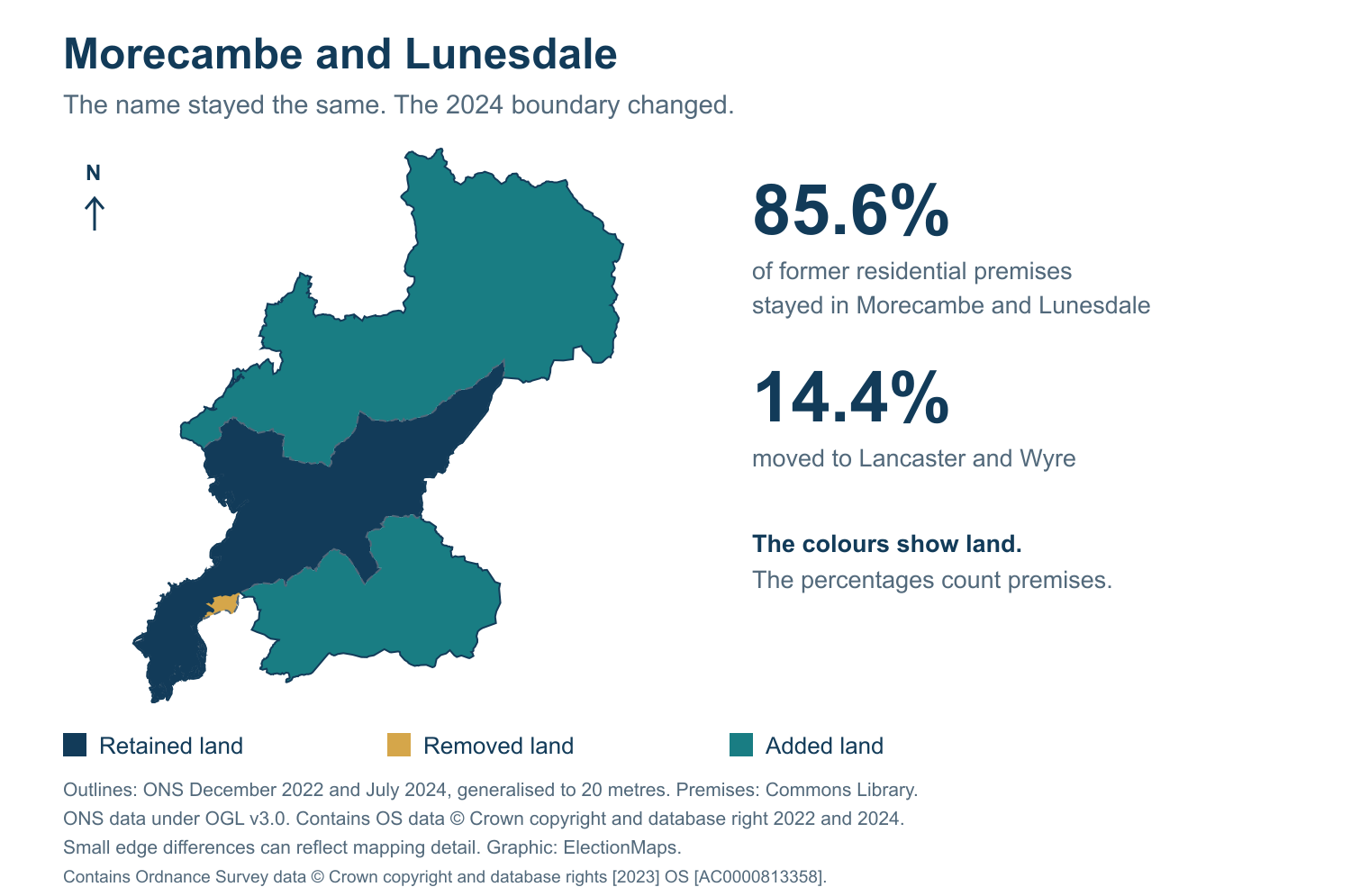 Morecambe and Lunesdale: 2019 and 2024 constituency boundary comparison with Morecambe and Lunesdale