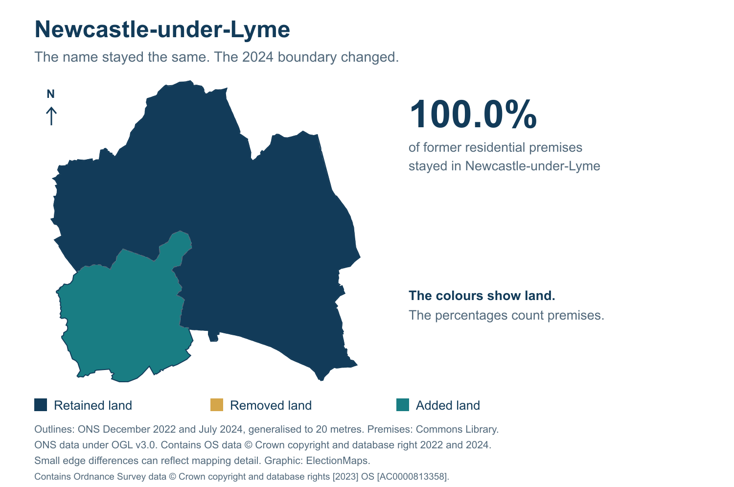 Newcastle-under-Lyme: 2019 and 2024 constituency boundary comparison with Newcastle-under-Lyme
