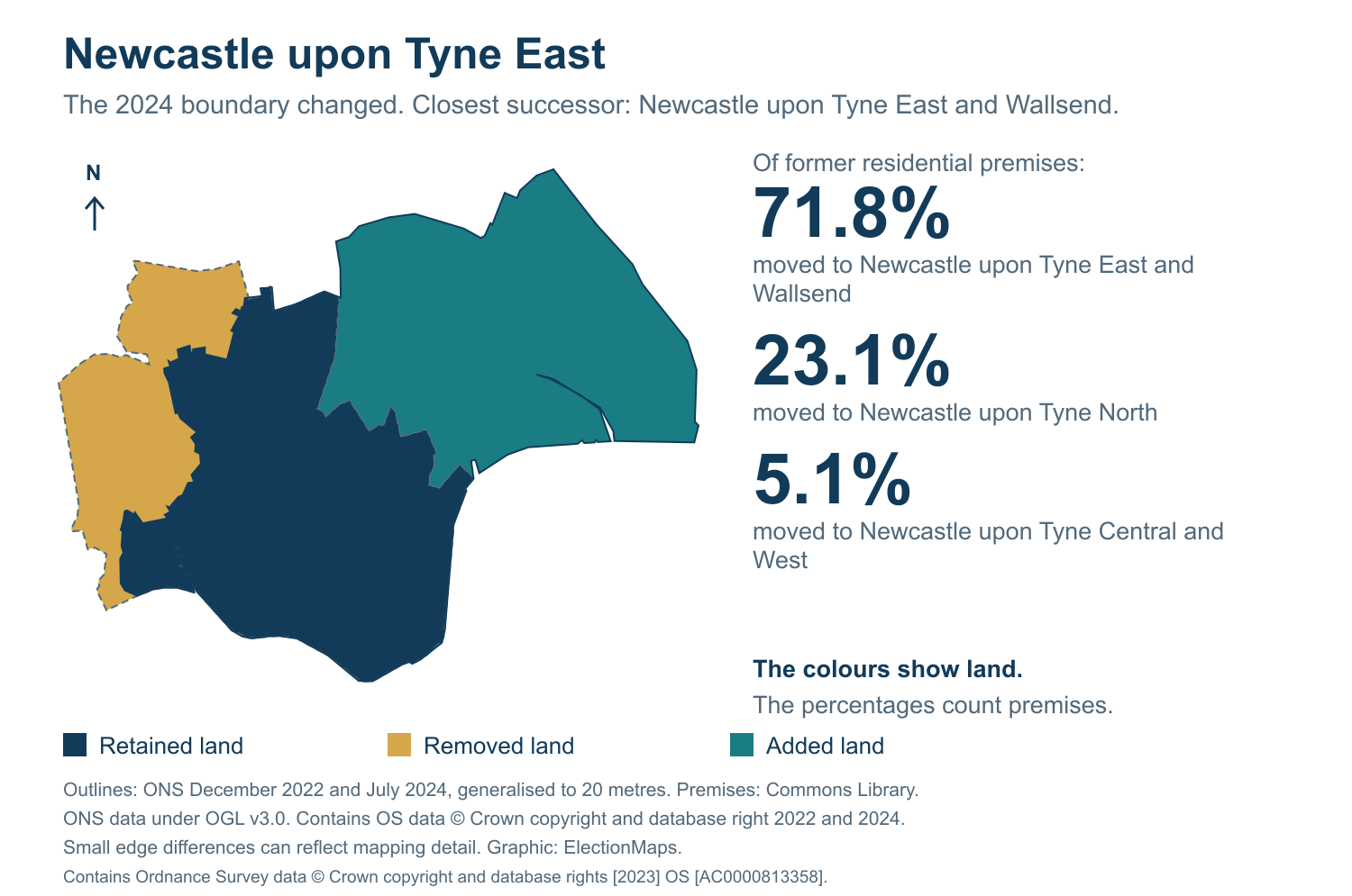 Newcastle upon Tyne East: 2019 and 2024 constituency boundary comparison with Newcastle upon Tyne East and Wallsend
