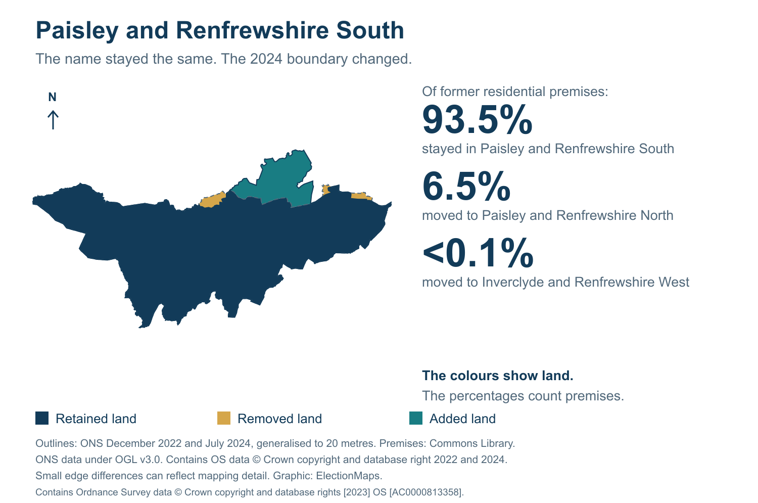 Paisley and Renfrewshire South: 2019 and 2024 constituency boundary comparison with Paisley and Renfrewshire South