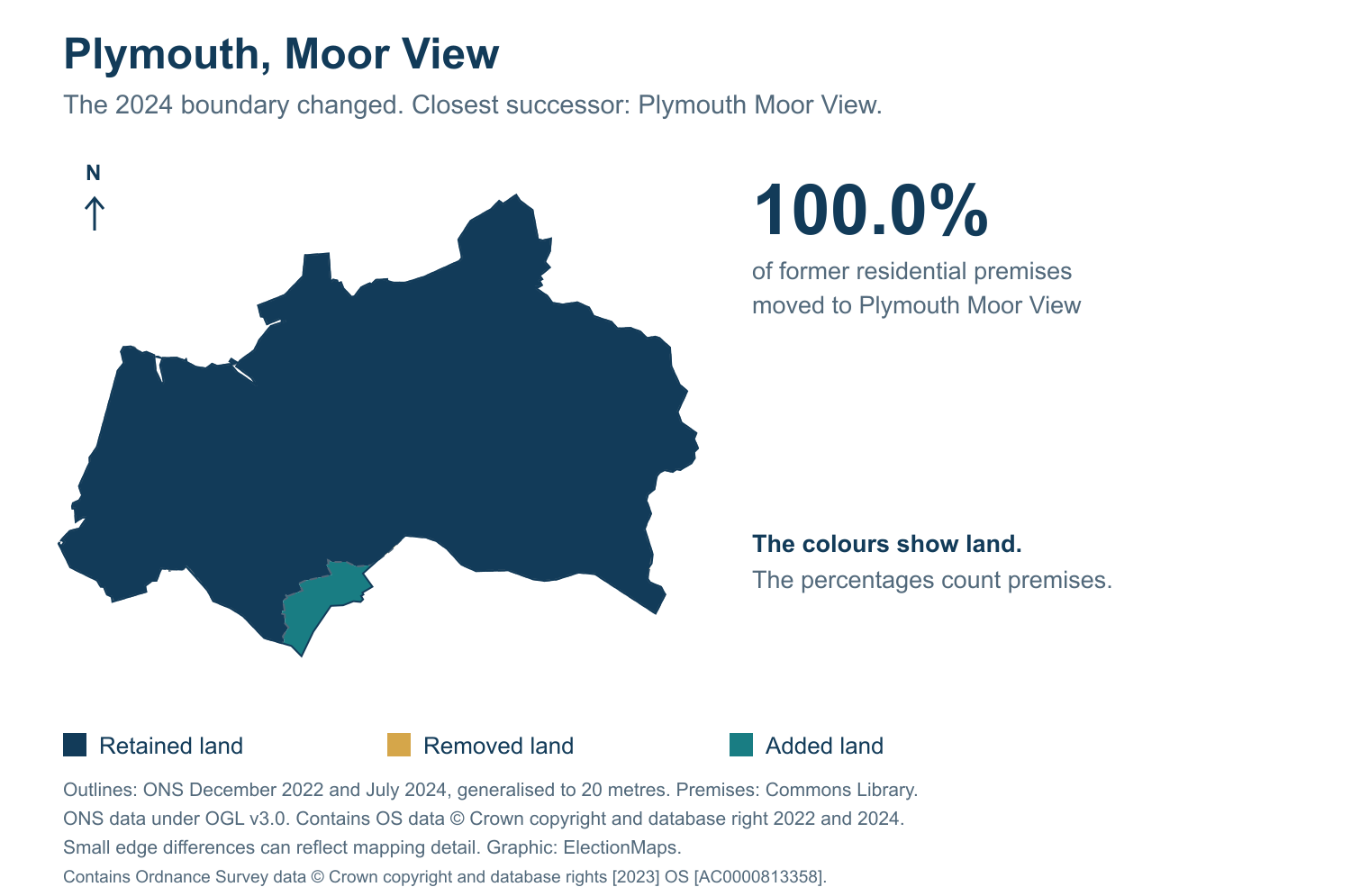 Plymouth, Moor View: 2019 and 2024 constituency boundary comparison with Plymouth Moor View