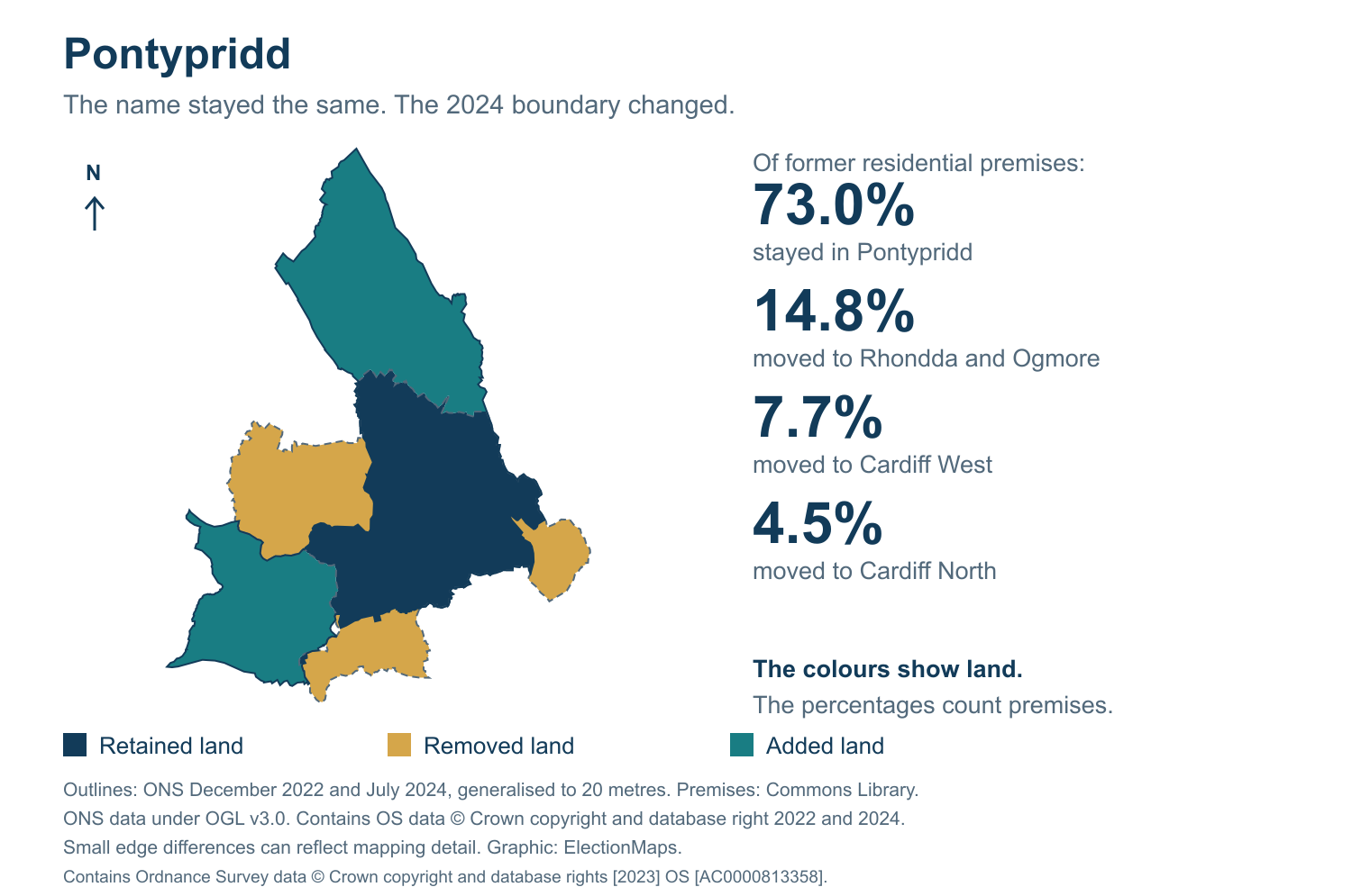Pontypridd: 2019 and 2024 constituency boundary comparison with Pontypridd