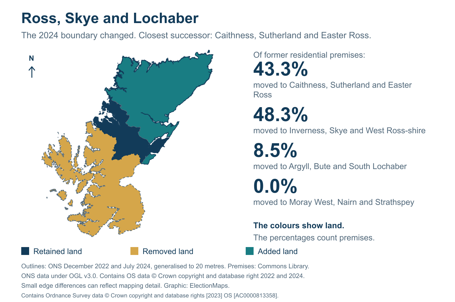 Ross, Skye and Lochaber: 2019 and 2024 constituency boundary comparison with Caithness, Sutherland and Easter Ross