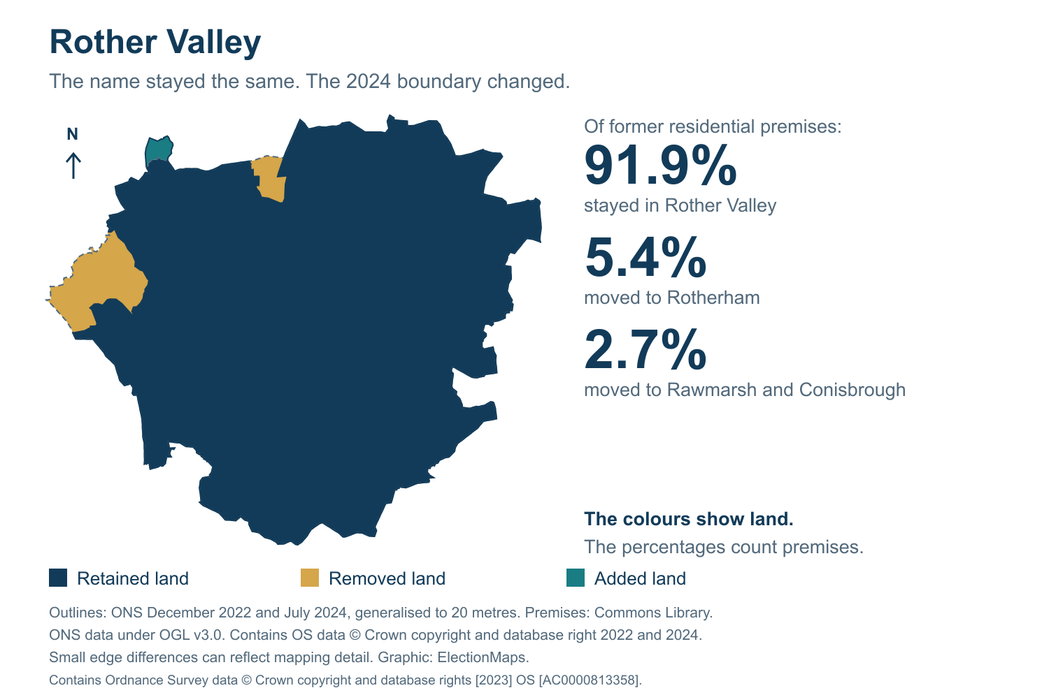 Rother Valley: 2019 and 2024 constituency boundary comparison with Rother Valley