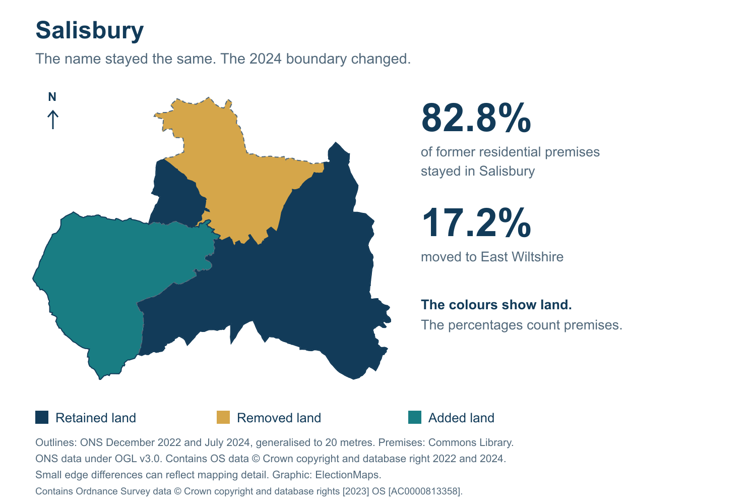 Salisbury: 2019 and 2024 constituency boundary comparison with Salisbury