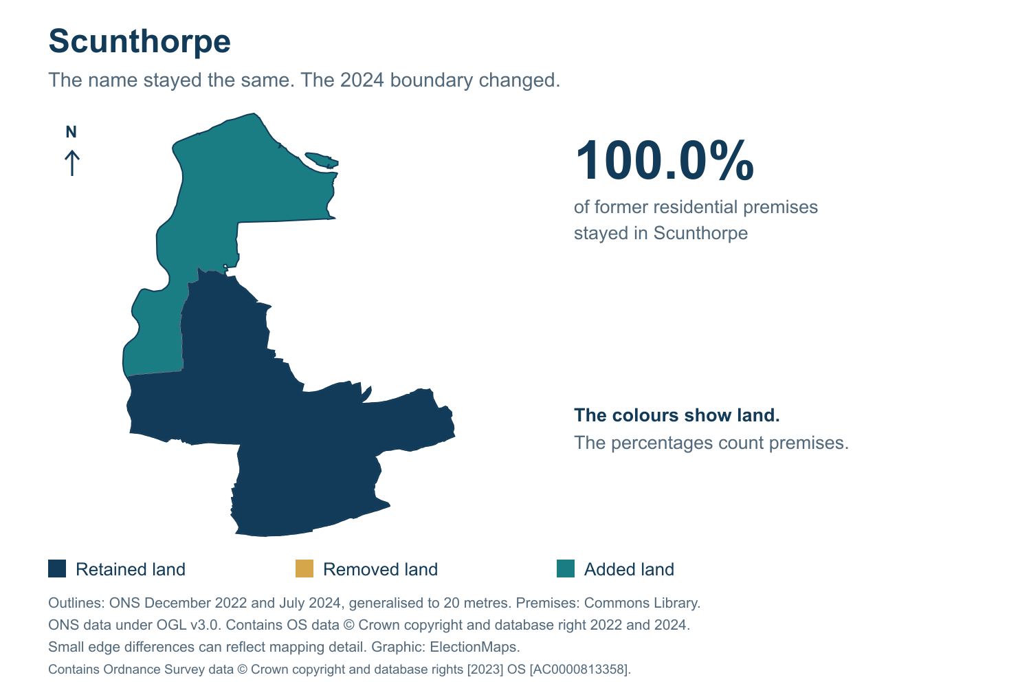 Scunthorpe: 2019 and 2024 constituency boundary comparison with Scunthorpe