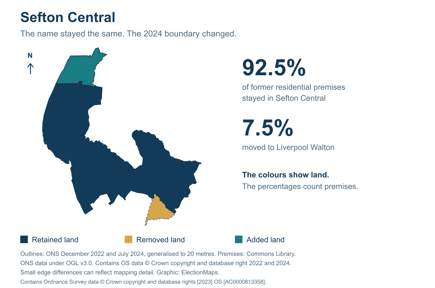 Sefton Central: 2019 and 2024 constituency boundary comparison with Sefton Central