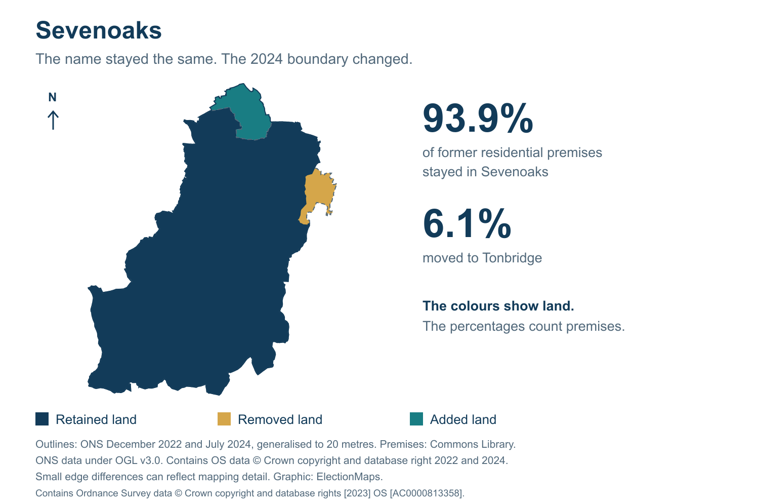 Sevenoaks: 2019 and 2024 constituency boundary comparison