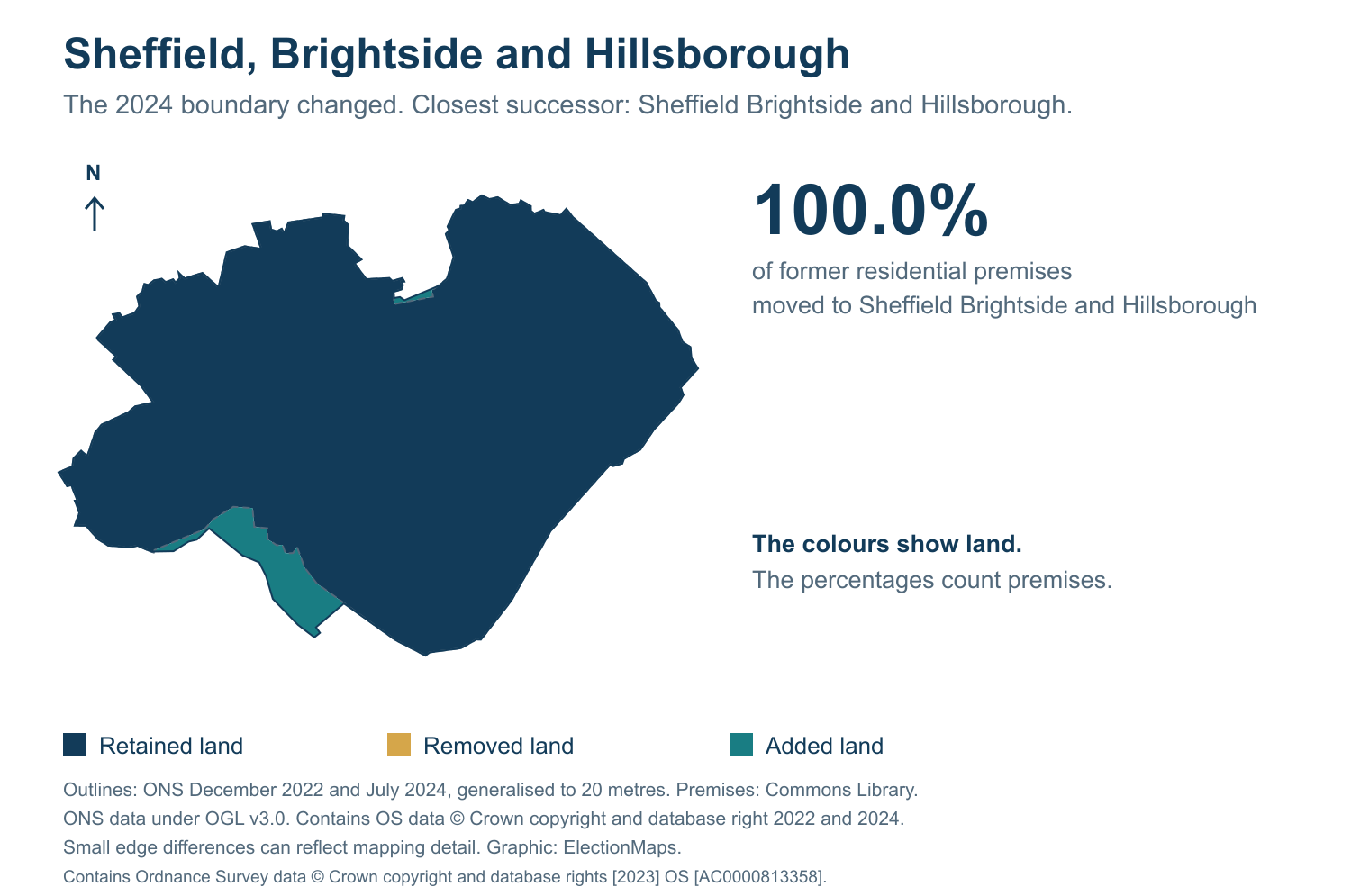 Sheffield, Brightside and Hillsborough: 2019 and 2024 constituency boundary comparison with Sheffield Brightside and Hillsborough
