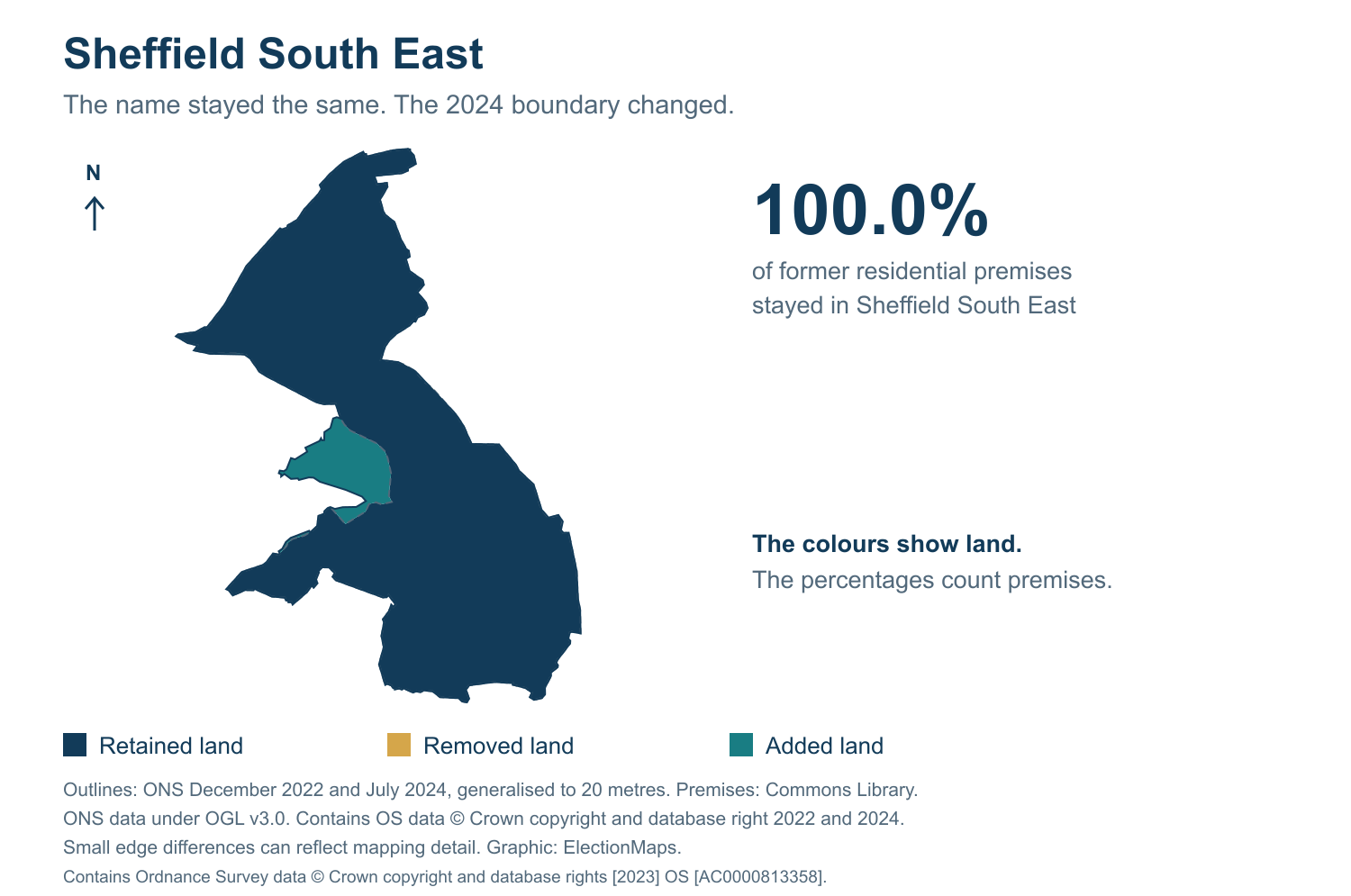 Sheffield South East: 2019 and 2024 constituency boundary comparison with Sheffield South East