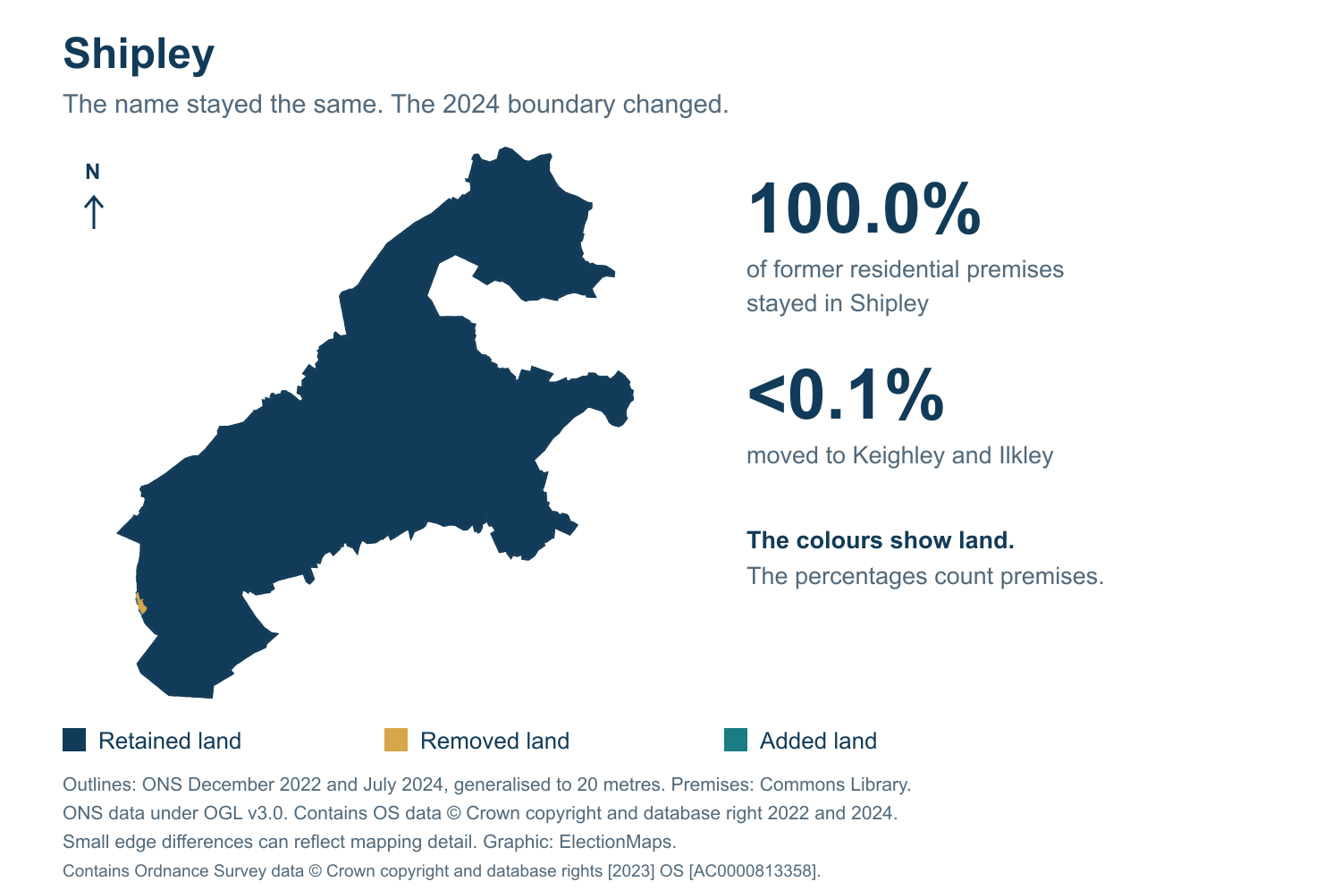 Shipley: 2019 and 2024 constituency boundary comparison with Shipley