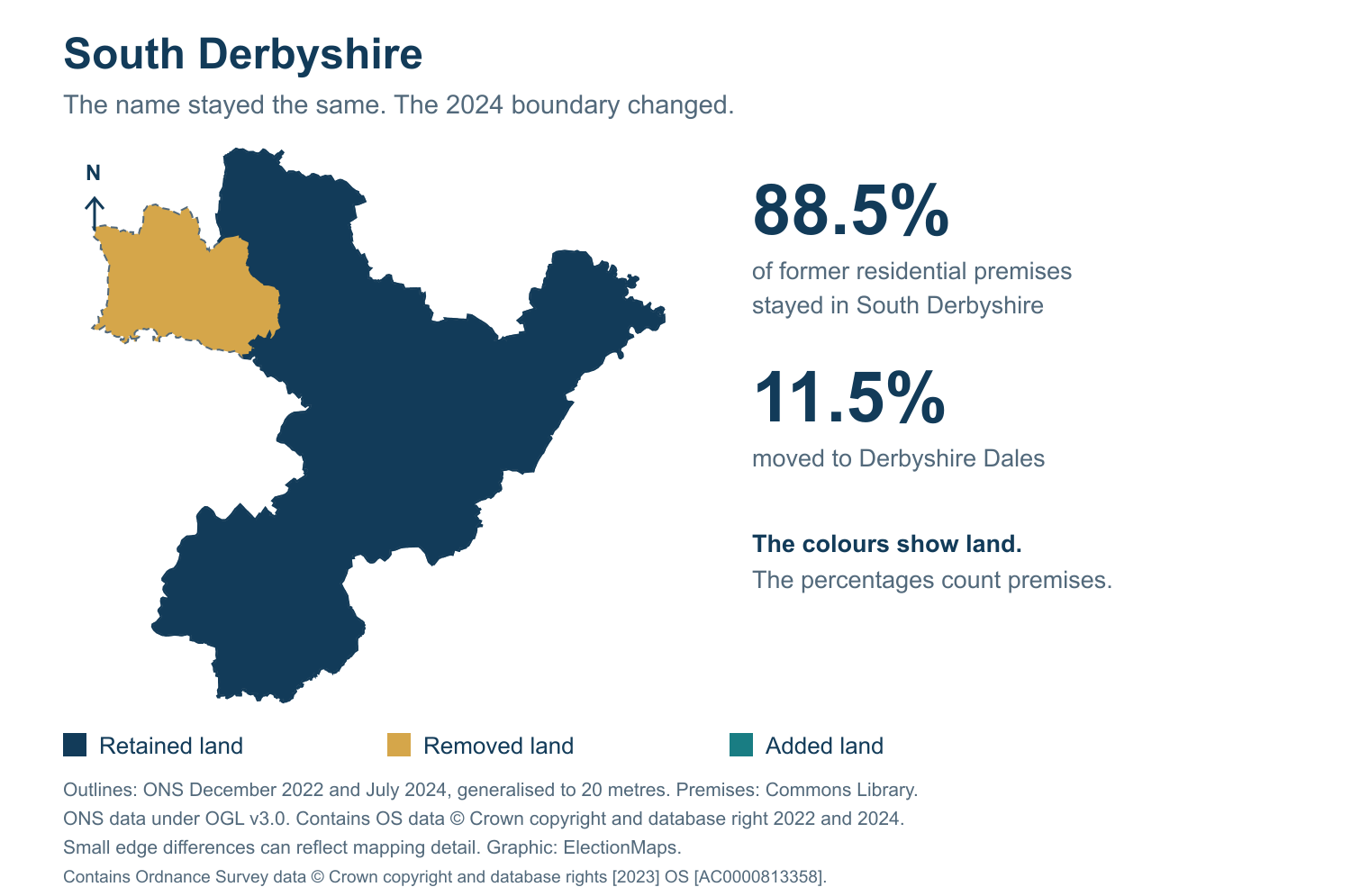 South Derbyshire: 2019 and 2024 constituency boundary comparison with South Derbyshire
