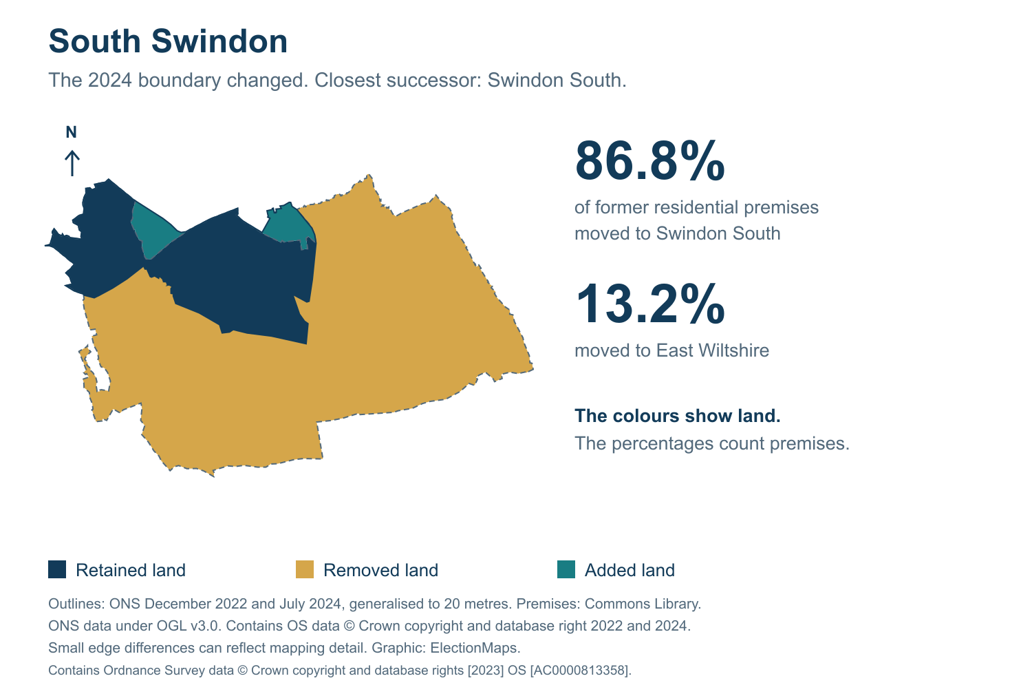 South Swindon: 2019 and 2024 constituency boundary comparison with Swindon South