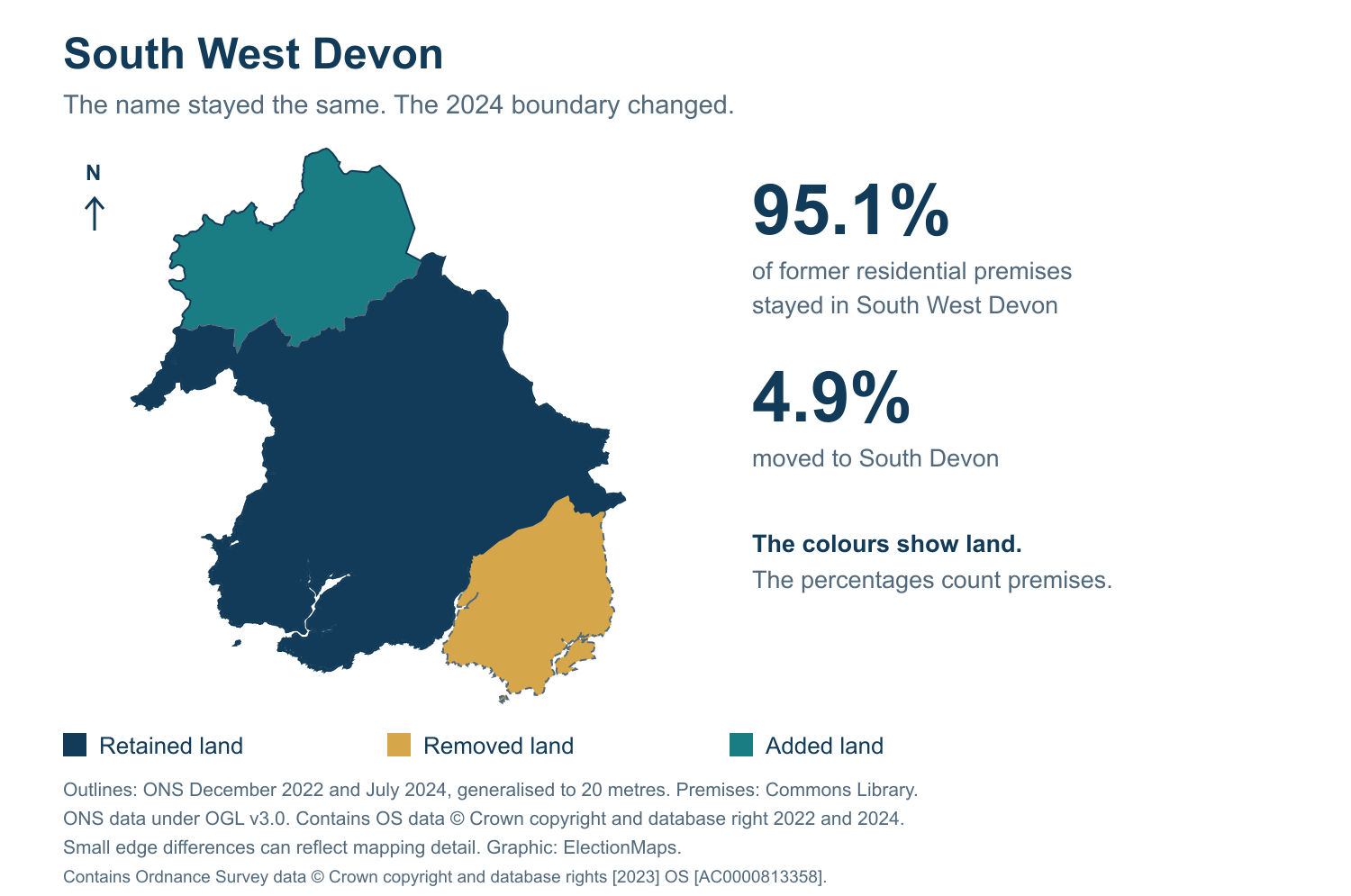 South West Devon: 2019 and 2024 constituency boundary comparison with South West Devon