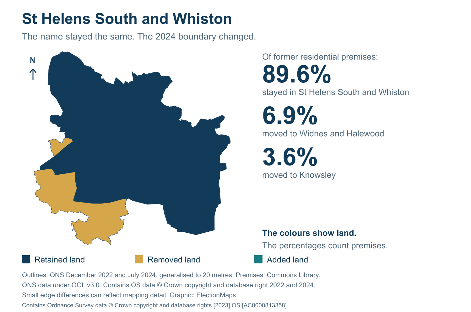 St Helens South and Whiston: 2019 and 2024 constituency boundary comparison with St Helens South and Whiston