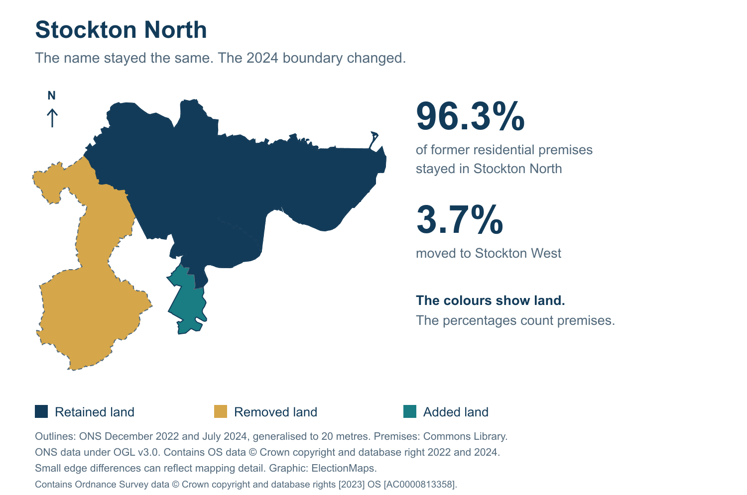 Stockton North: 2019 and 2024 constituency boundary comparison with Stockton North