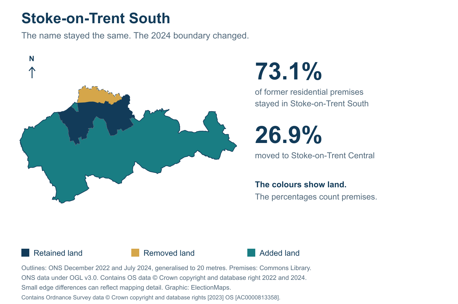 Stoke-on-Trent South: 2019 and 2024 constituency boundary comparison with Stoke-on-Trent South