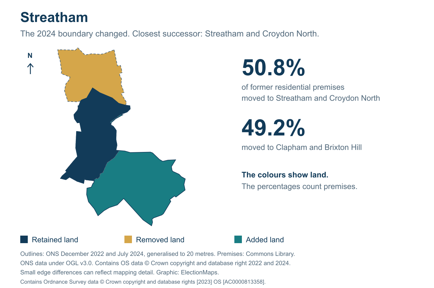 Streatham: 2019 and 2024 constituency boundary comparison with Streatham and Croydon North